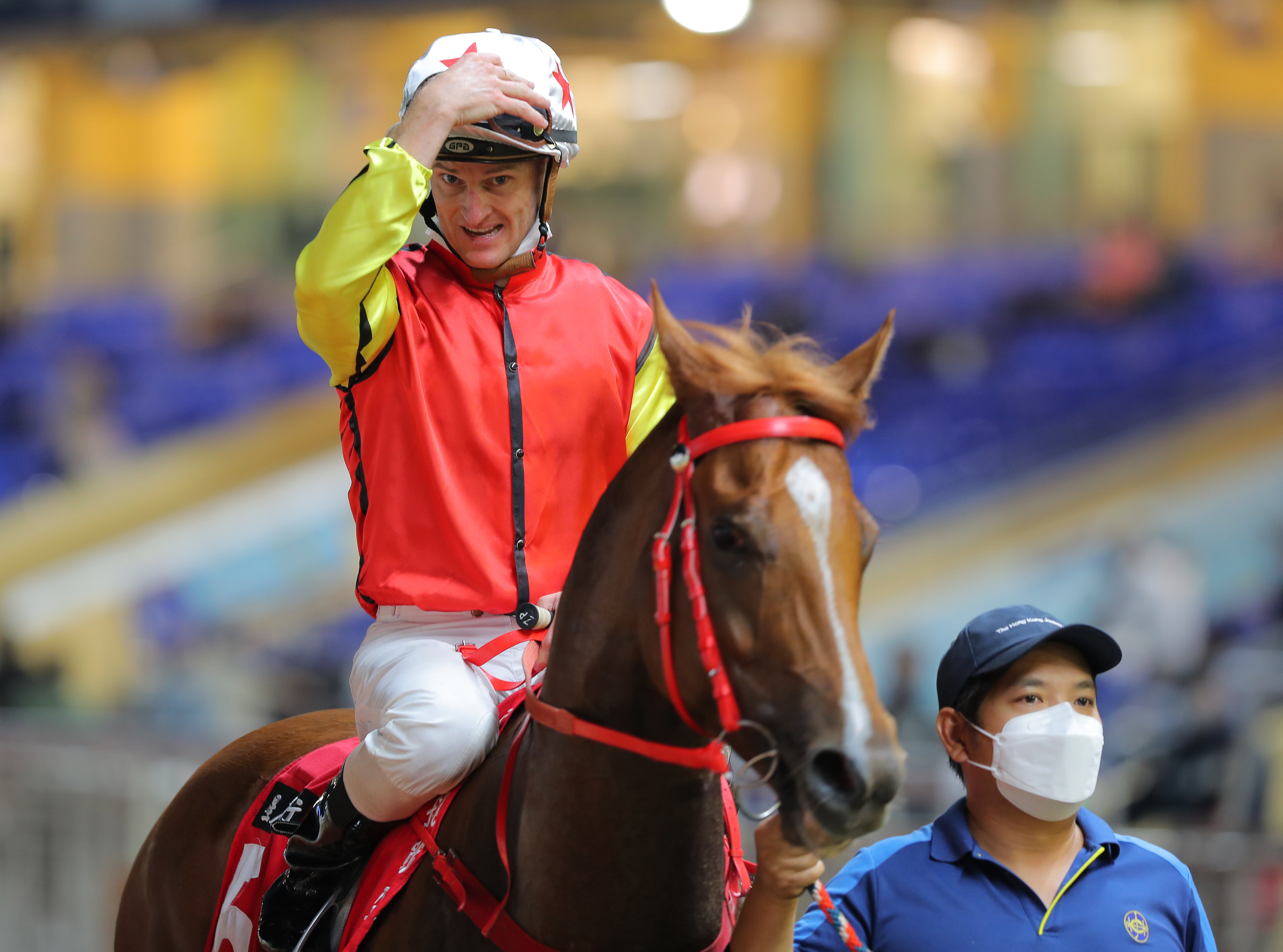 Zac Purton returns to the Happy Valley winner’s circle aboard Heroic Master on November 9. Photo: Kenneth Chan