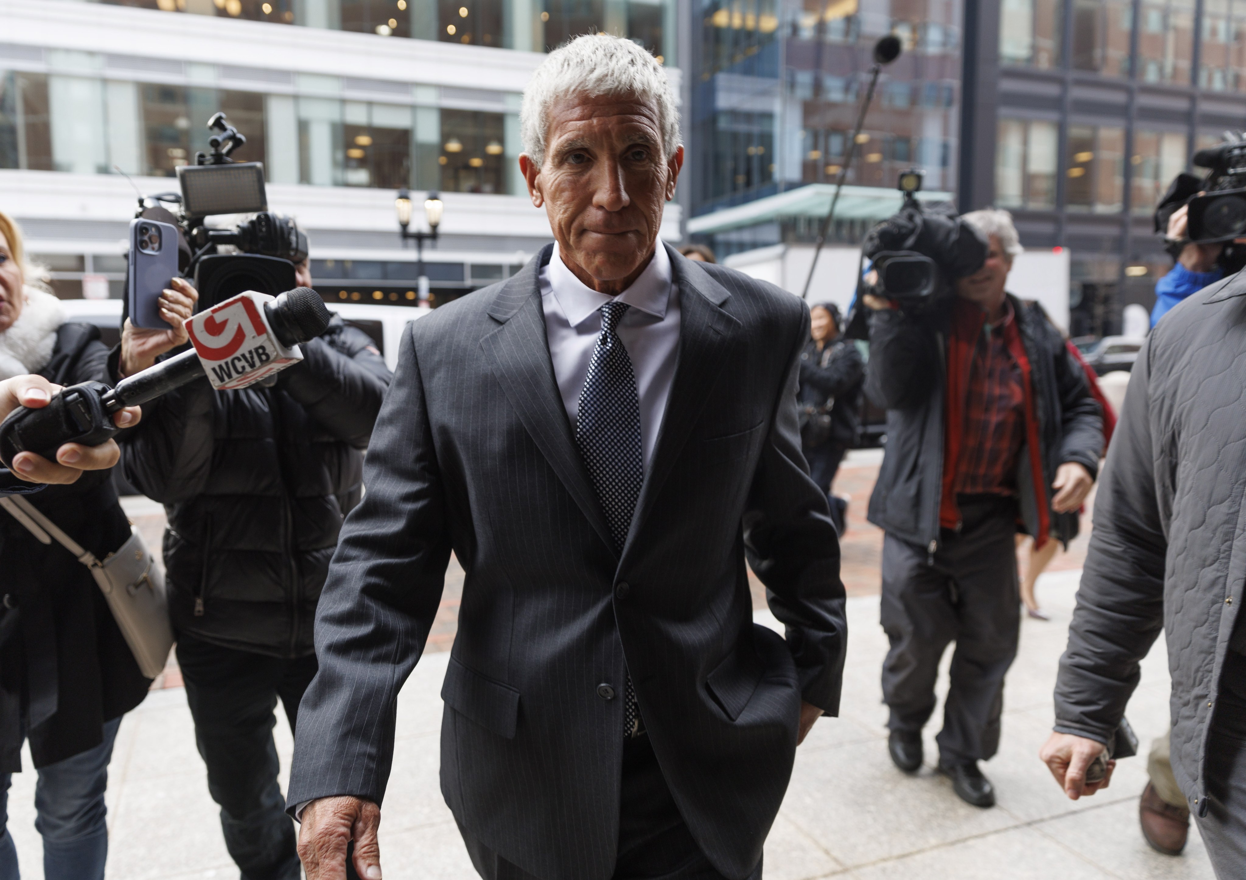 Rick Singer arrives at the courthouse in Boston for his sentencing in the ‘Varsity Blues’ college admissions bribery case on Wednesday. Photo: EPA-EFE