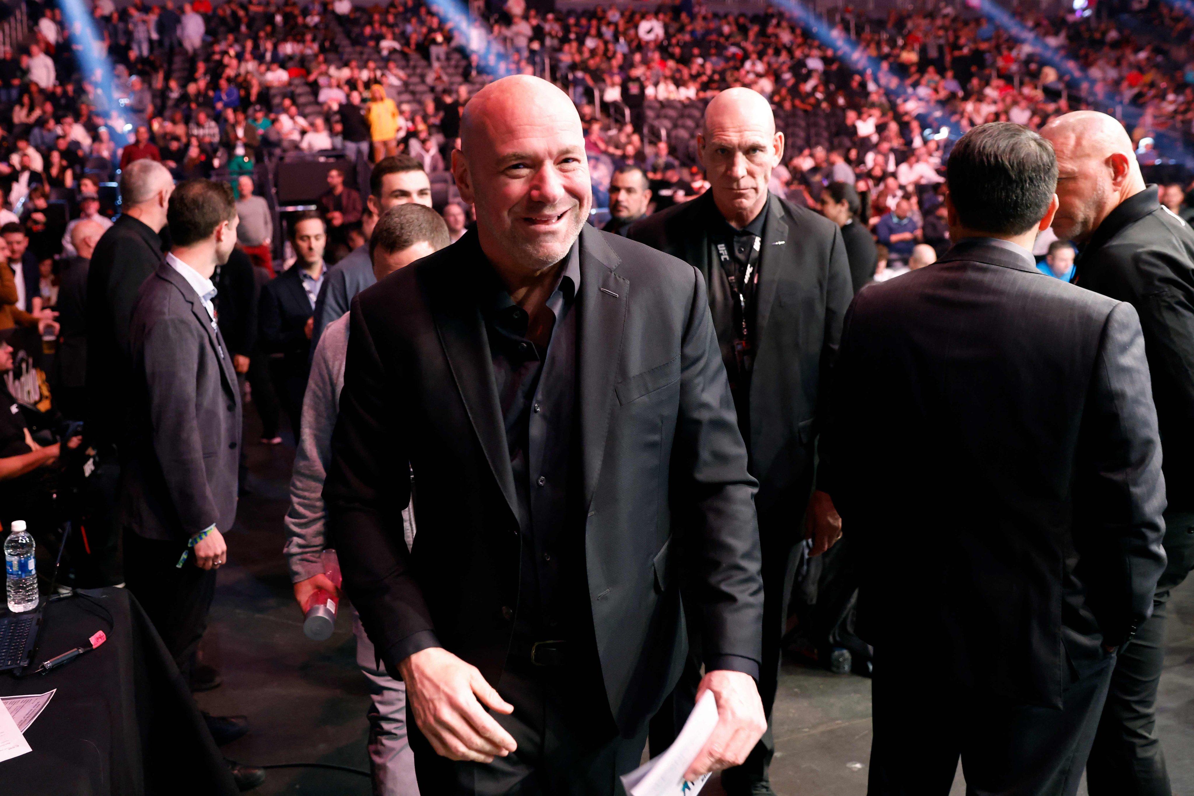 UFC president Dana White arrives cageside during the UFC 282 event at T-Mobile Arena on December 10, 2022 in Las Vegas, Nevada. Photo: AFP