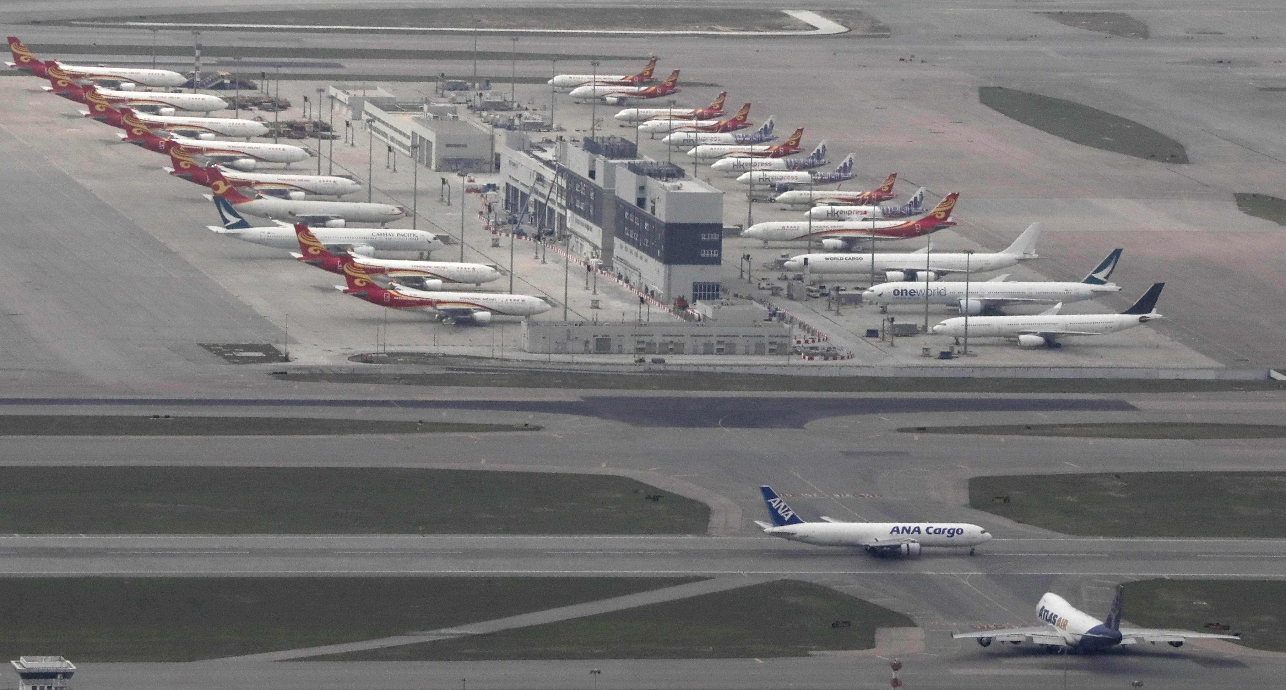 Grounded planes at Hong Kong International Airport during the worst of the so-called fifth wave of Hong Kong’s Covid-19 outbreak on May 8, 2022. Photo: Jonathan Wong