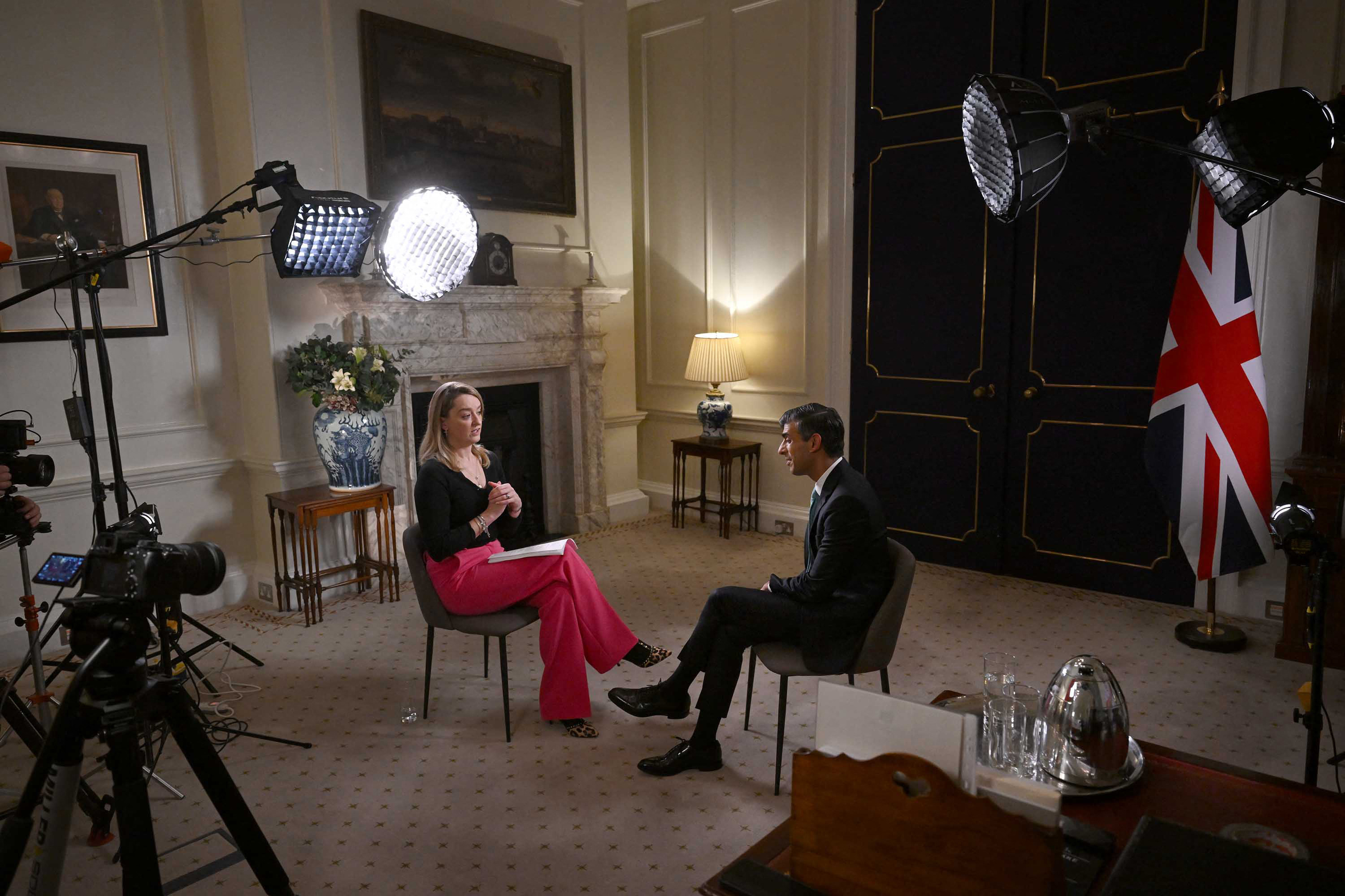 Britain’s Prime Minister Rishi Sunak being interviewed by the BBC on Sunday. Photo: BBC via AFP