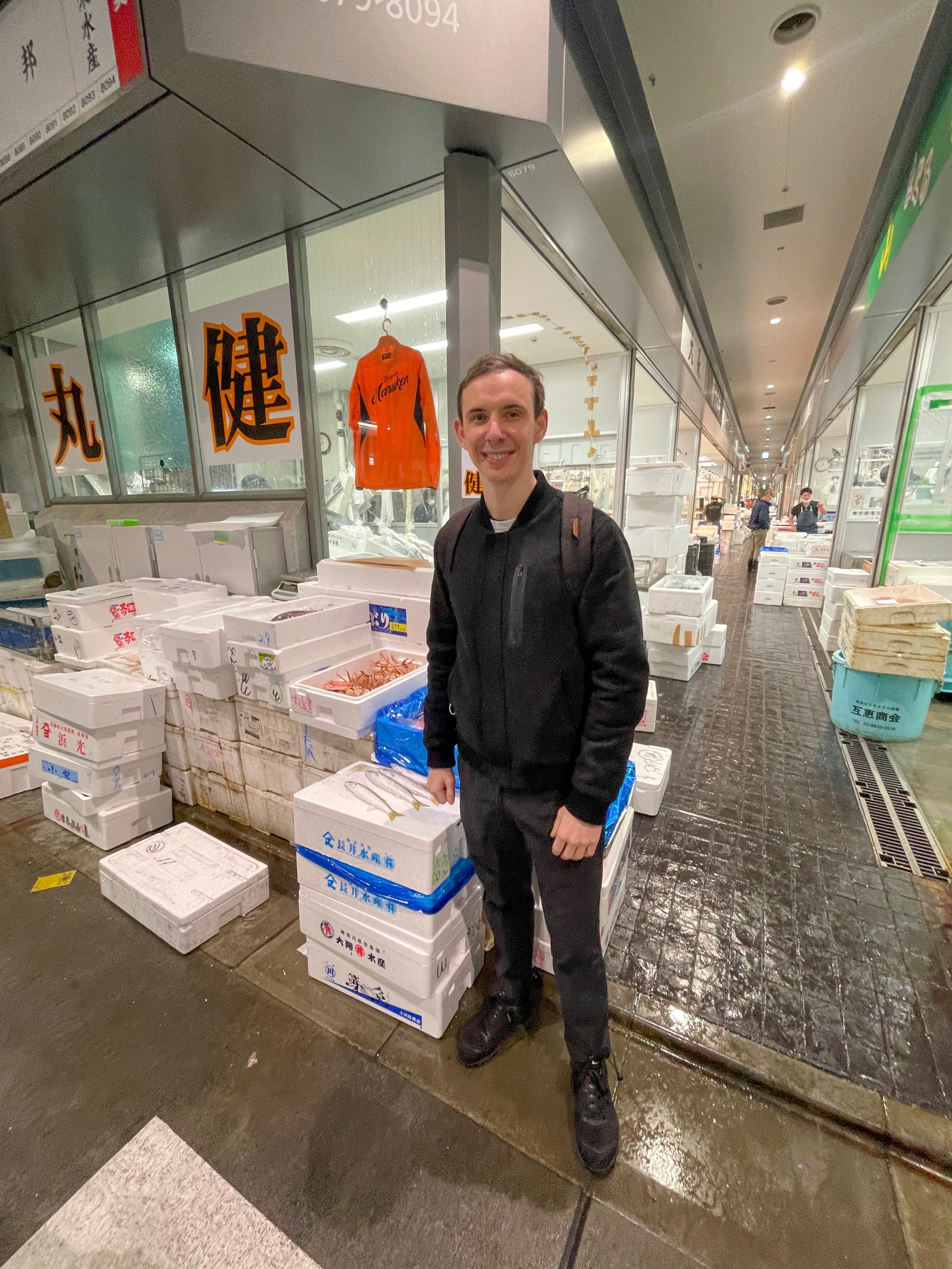 Daniel Calvert at Tokyo’s Toyosu fish market. The chef at French restaurant Sézanne, in the five-star Four Seasons Hotel Tokyo, takes us along for some early morning shopping at the market. Photo: Chris Dwyer