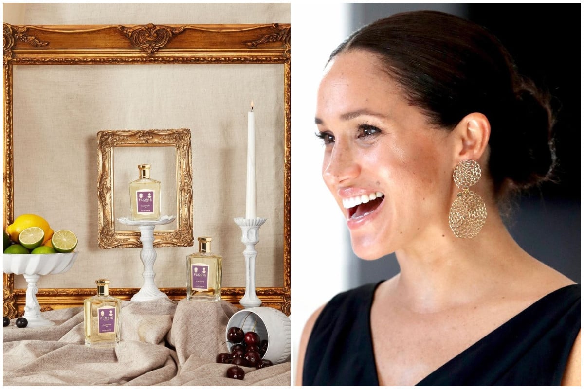 Meghan Markle is said to have used a custom Floris London scent for her 2018 wedding. Photos: @florislondon, sussexroyal/Instagram