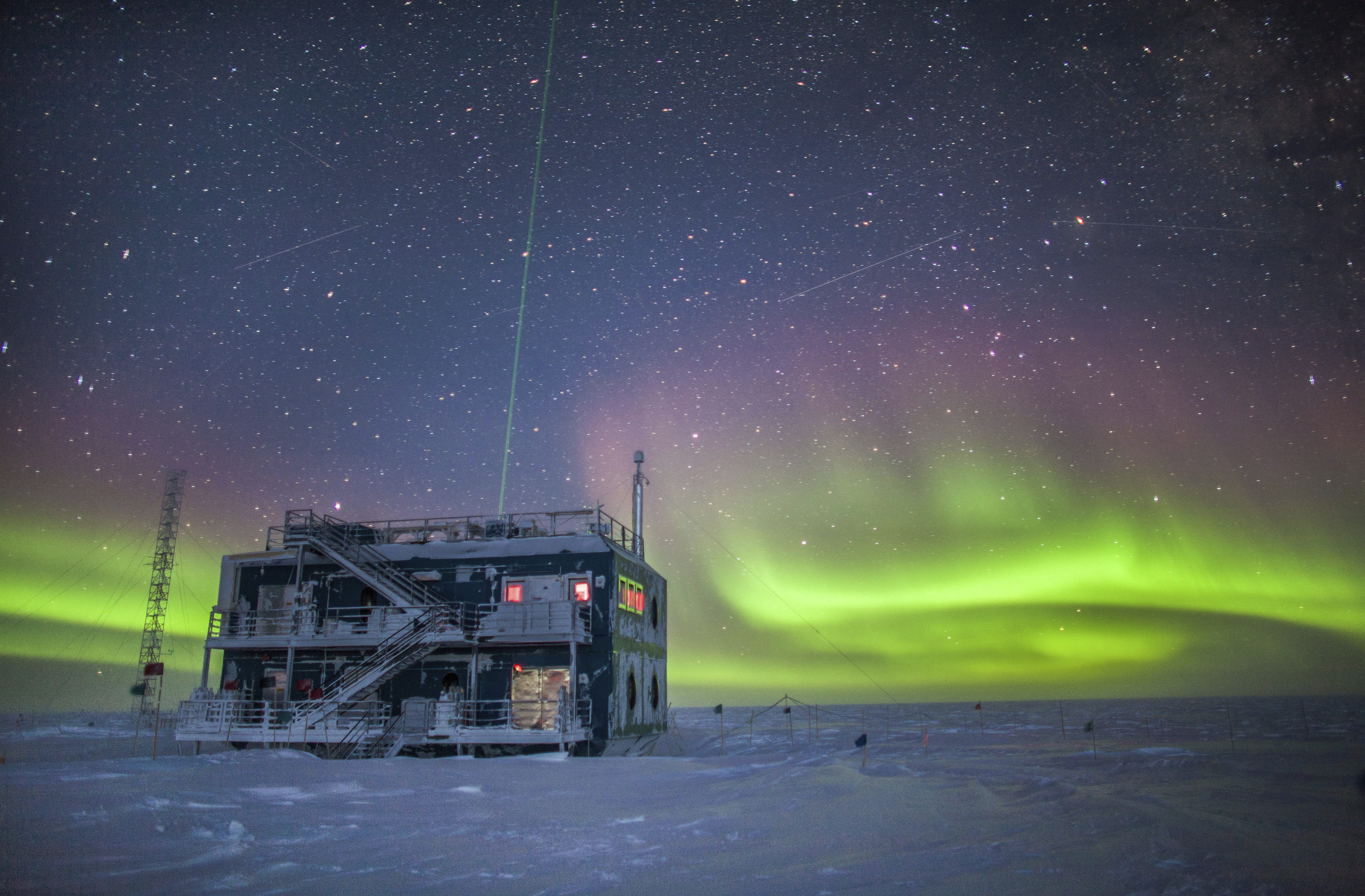 The aurora australis is seen near the South Pole Atmospheric Research Observatory. The ozone layer so thin over Antarctica that there is a giant gaping hole that will not be fully fixed until 2066. Photo: NOAA via AP