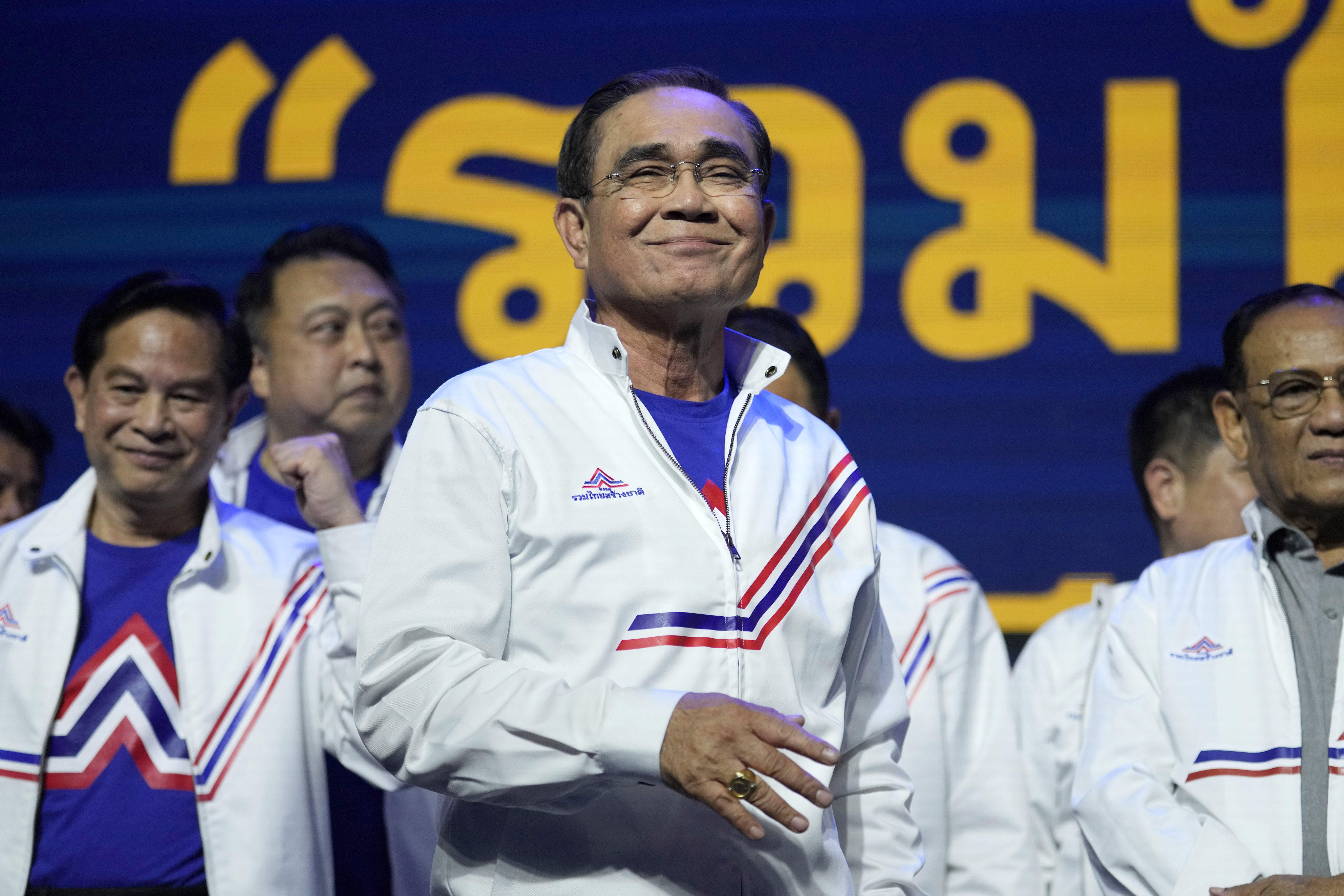 Thai Prime Minister Prayuth Chan-ocha at the official announcement that he is joining the newly established United Thai Nation Party on Monday in Bangkok. Photo: AP