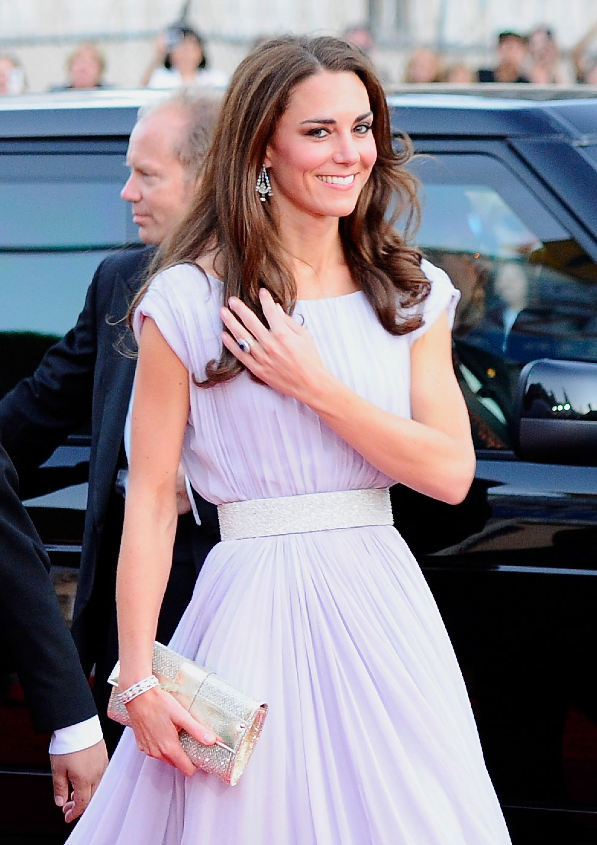 Prada Black Satin Clutch with Stone Embellishment - Kate Middleton