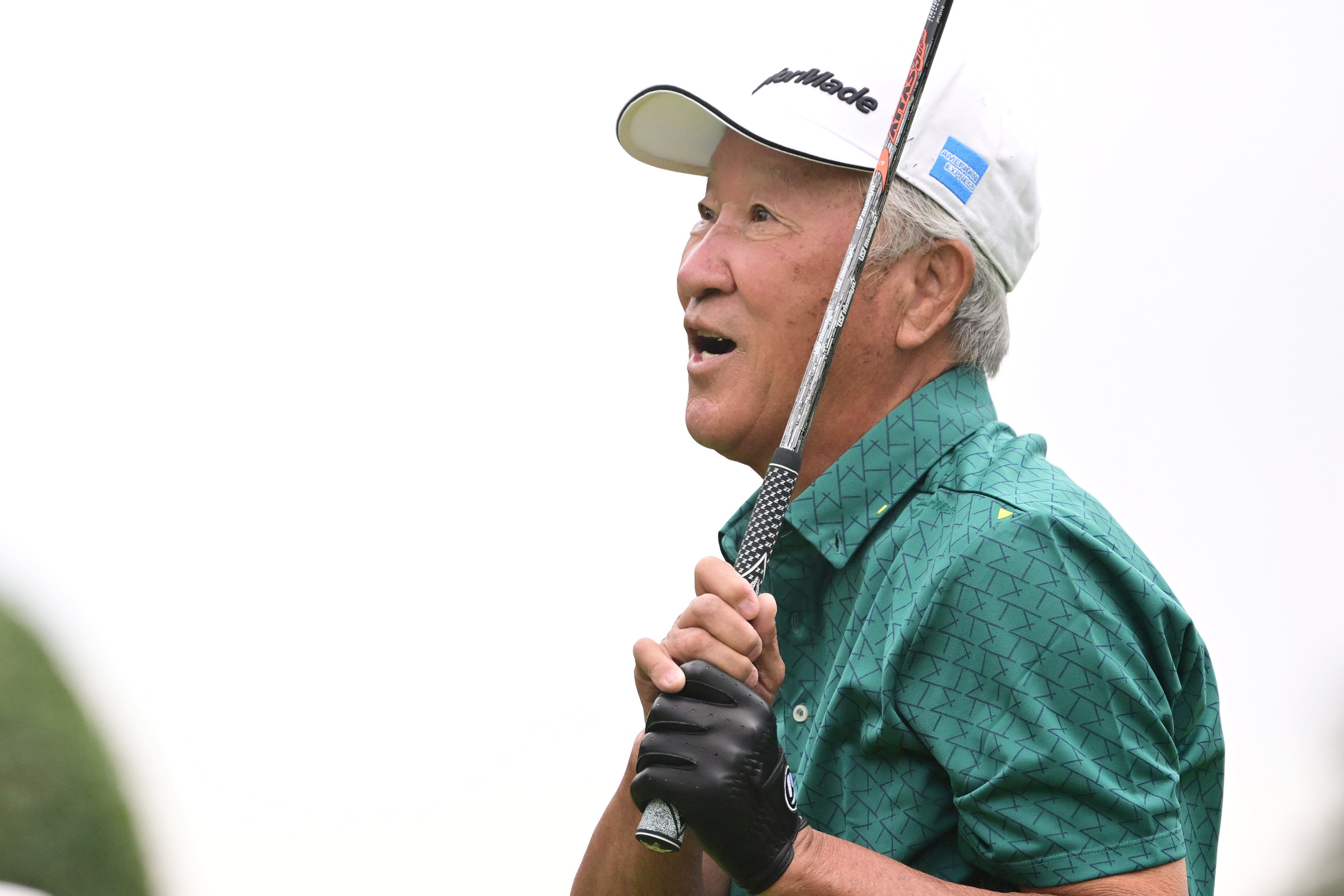 Isao Aoki hits his tee shot on the 1st hole during the ZOZO Championship pro-am at Accordia Golf Narashino Country Club on October 12, 2022. Photo: Getty Images