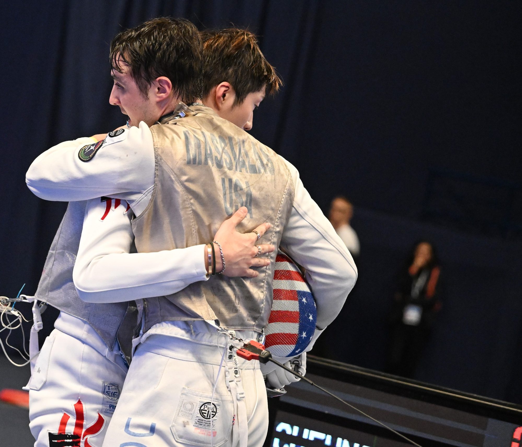 Cheung and Massialas after their semi-finals bout. Photo: FIE