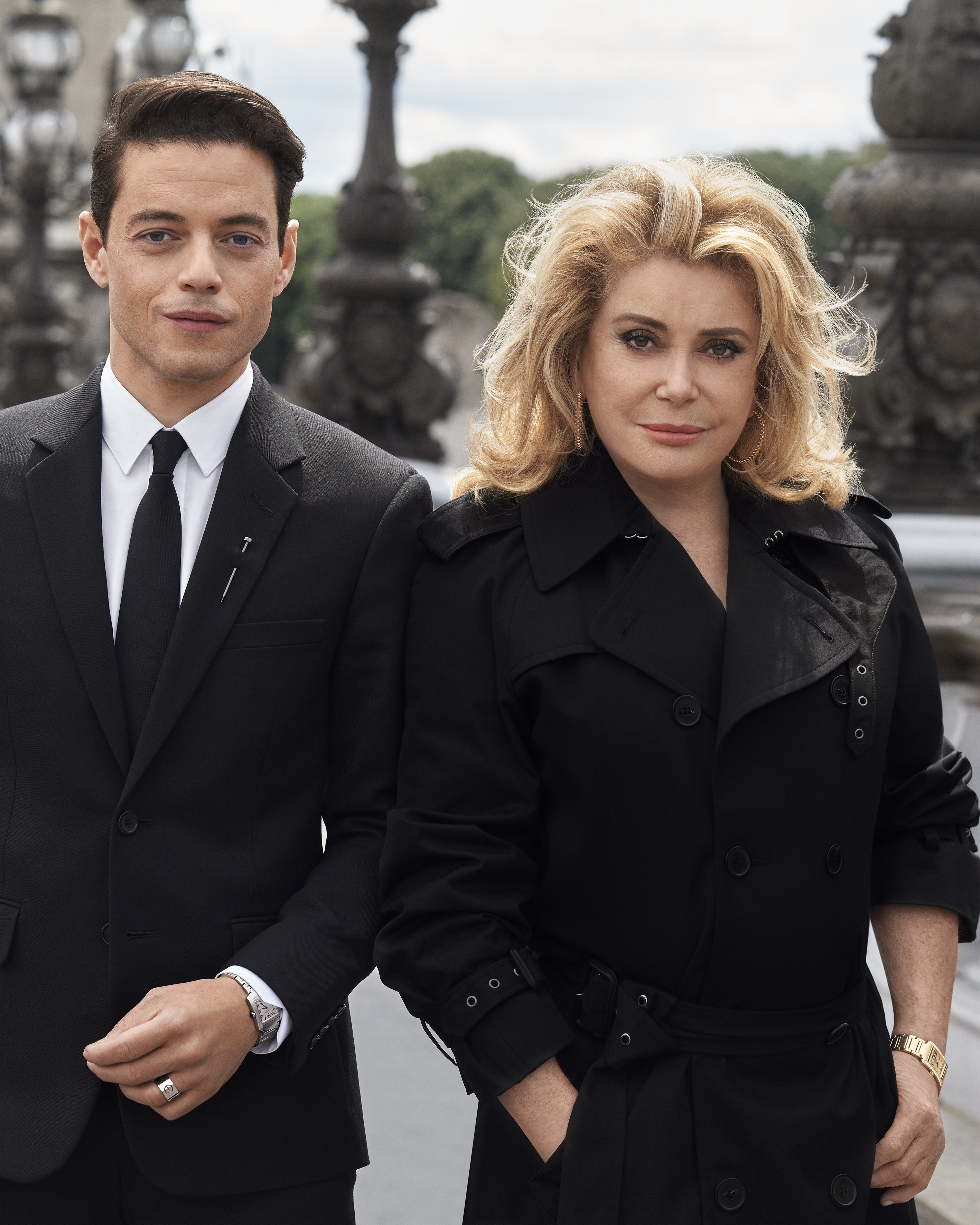 Rami Malek and Catherine Deneuve in a Cartier video promoting the brand’s Tank Francaise watch, directed by Guy Ritchie and shot in Paris.