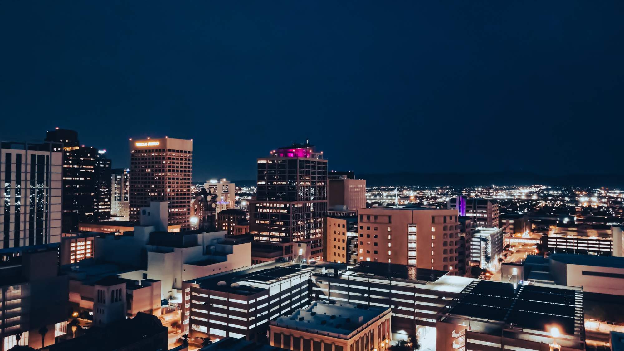 A nighttime view of downtown Phoenix, Arizona. Photo: Unsplash