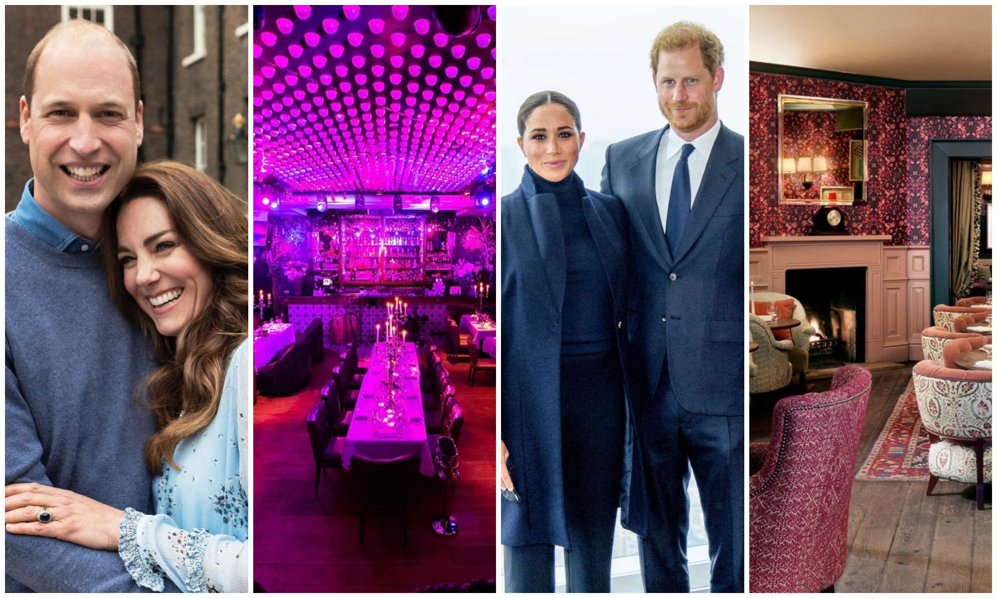 Prince William and Kate Middleton used to party at The Cuckoo Club while Meghan Markle and Prince Harry first met at Soho House. Photos: @dukeandduchessofcambridge/Instagram; The Cuckoo Club; AFP; Soho House