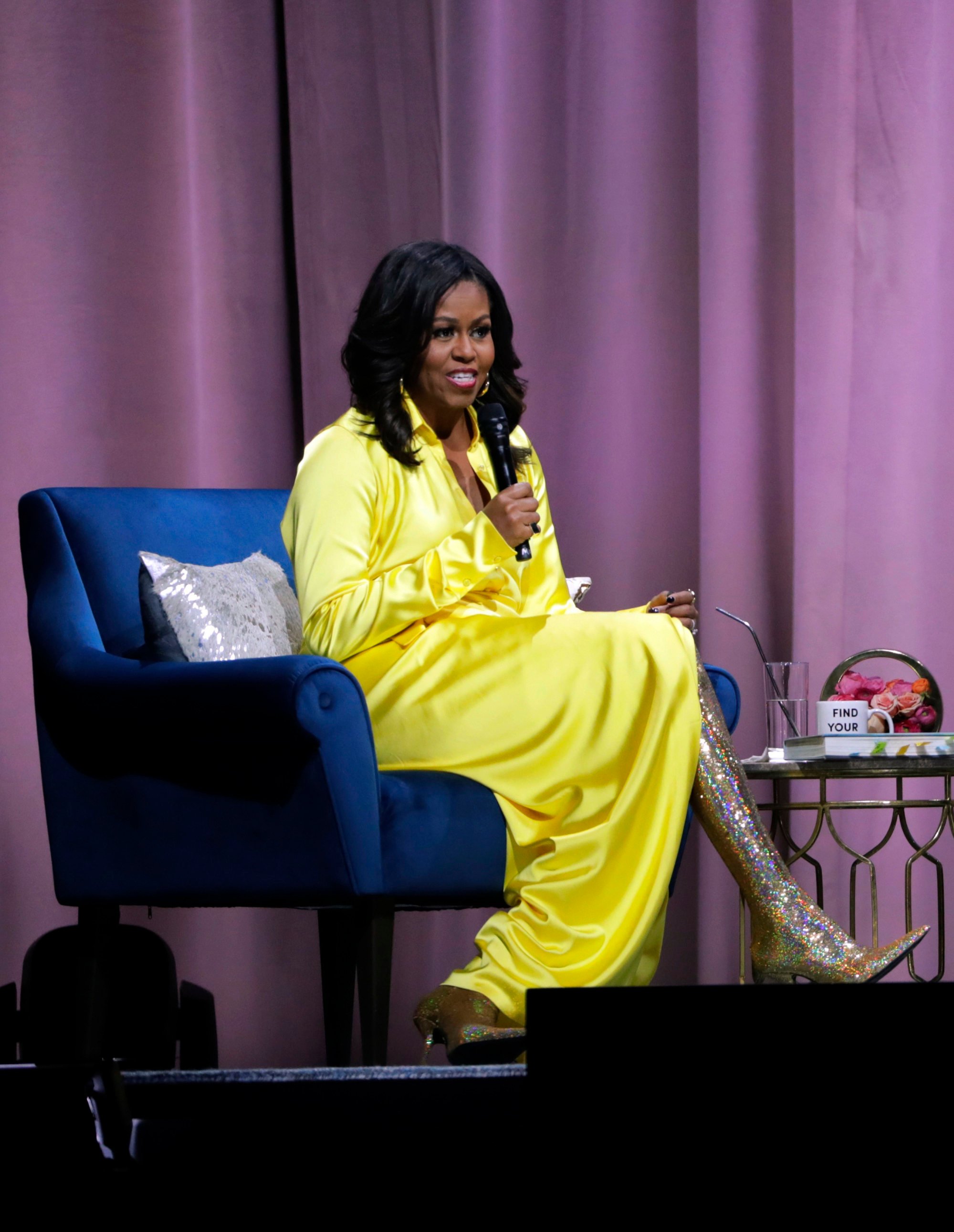 Michelle obama in hotsell yellow dress with boots