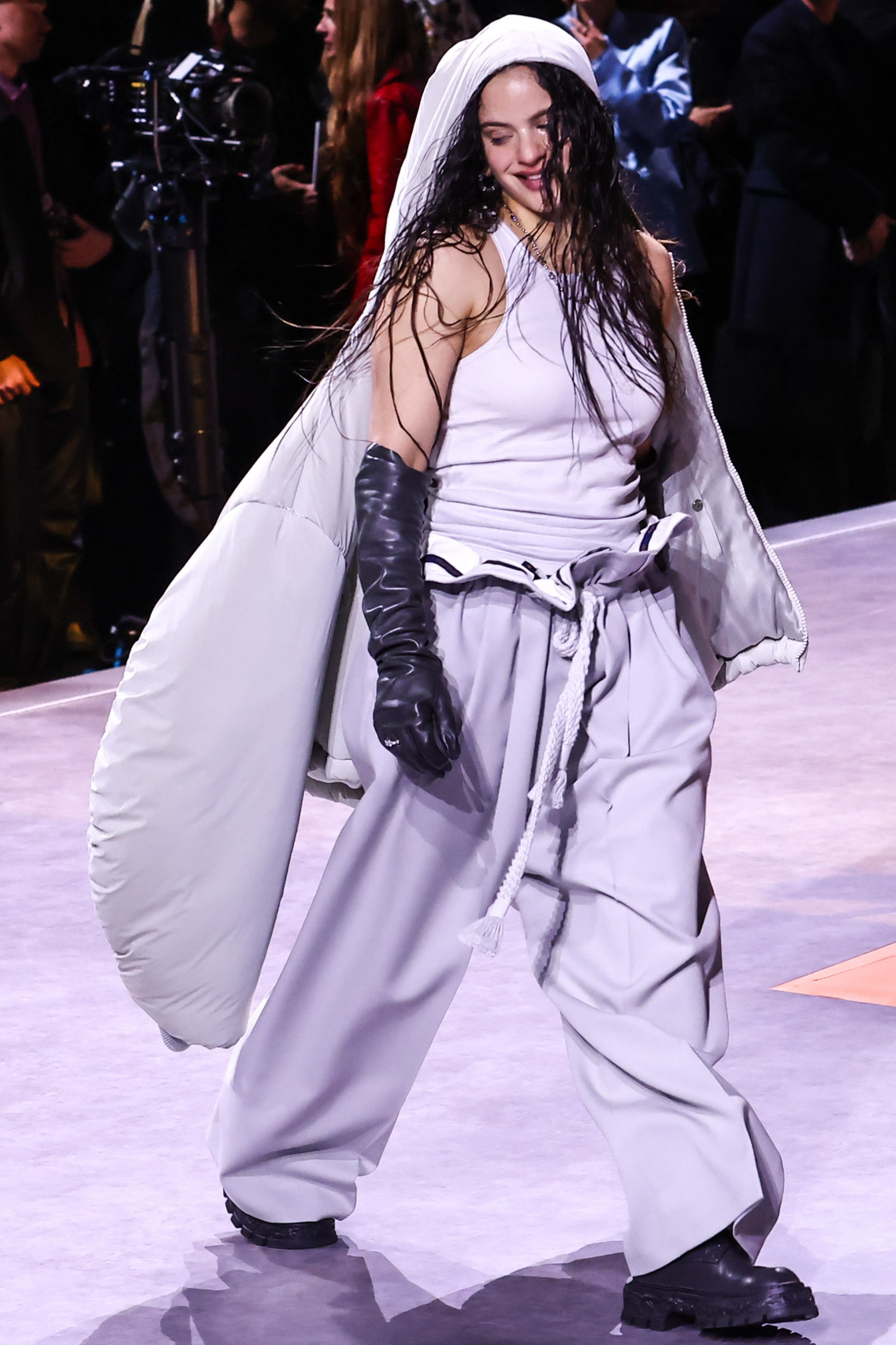Rosalia performs in Louis Vuitton catwalk show at Paris Fashion