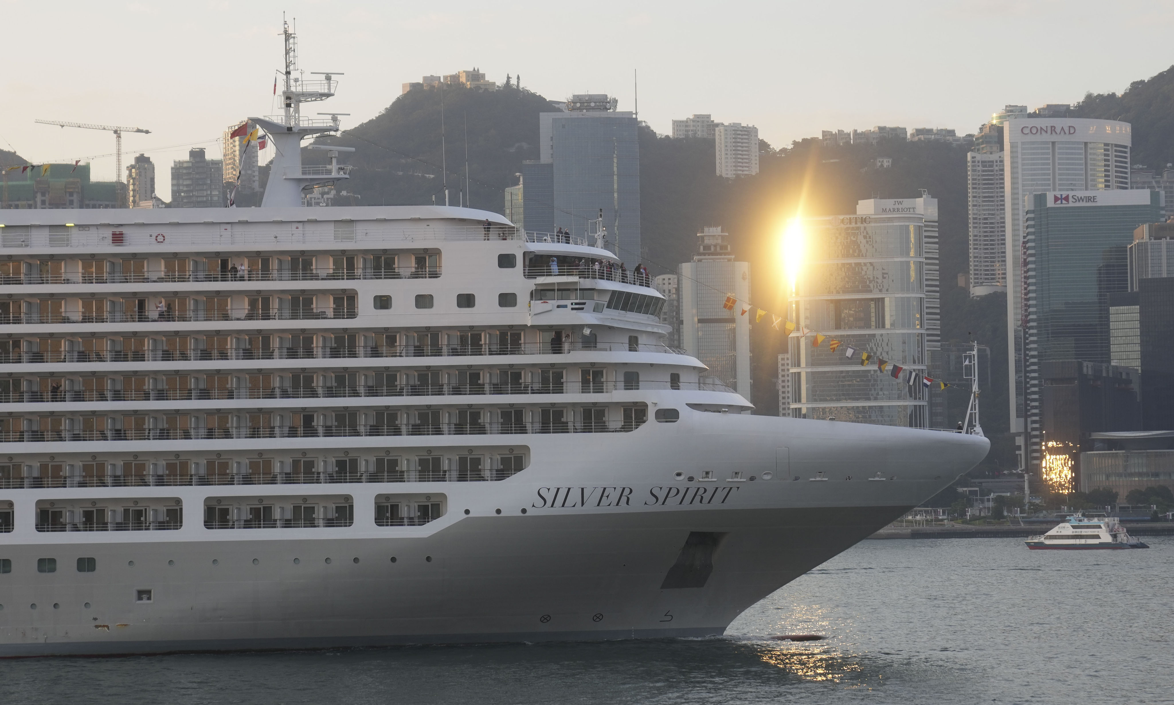 The Silver Spirit, a cruise liner operated by Silversea Cruises, arrives in Hong Kong from Singapore on January 18, 2023. Photo: Sam Tsang