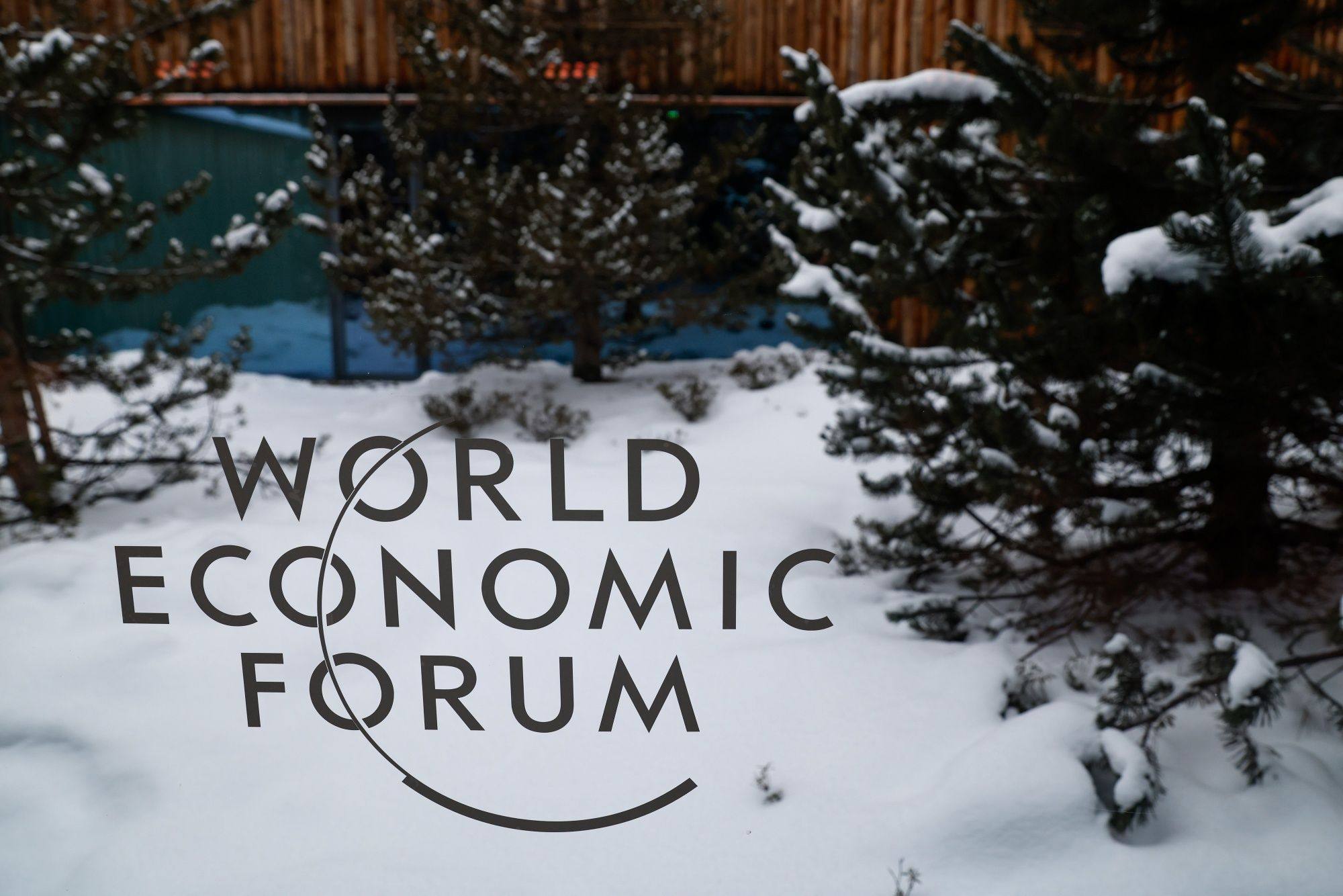 A logo on a window at the Congress Centre during the World Economic Forum in Davos, Switzerland, on January 19. Photo: Bloomberg