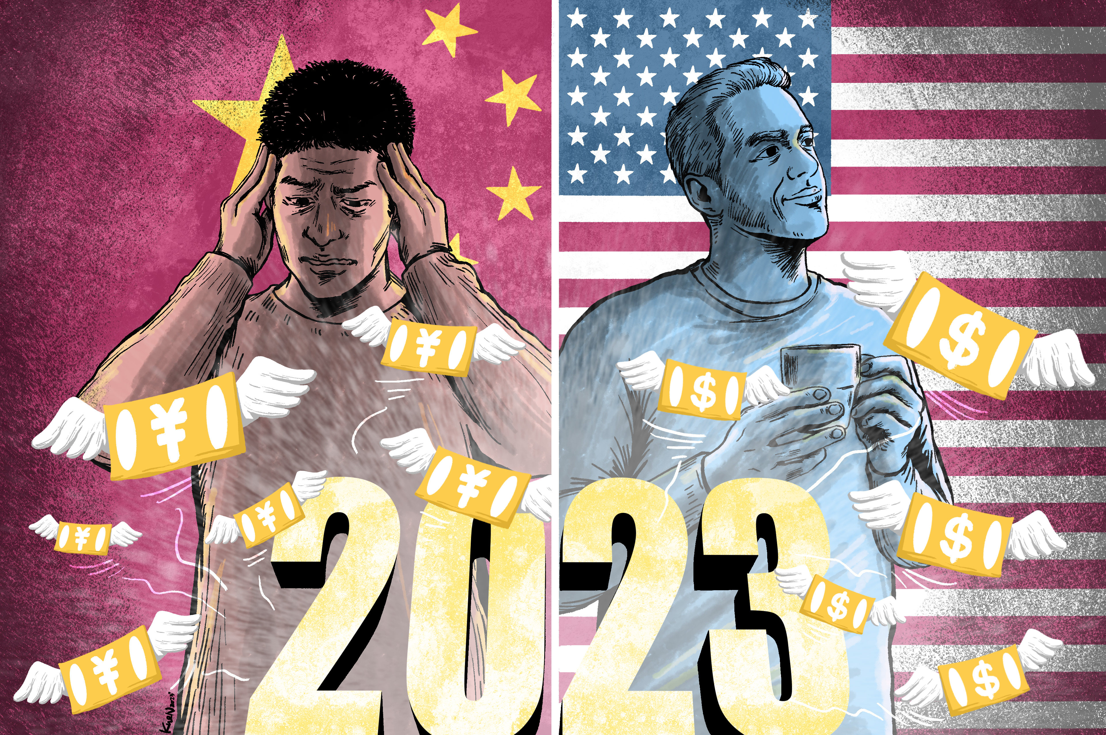 China’s weak economy saw many among its middle class lower their expectations for wealth growth in 2022, with declining demand for goods in the domestic, European and US markets also weighting on their outlook. Illustration: Lau Ka-kuen
