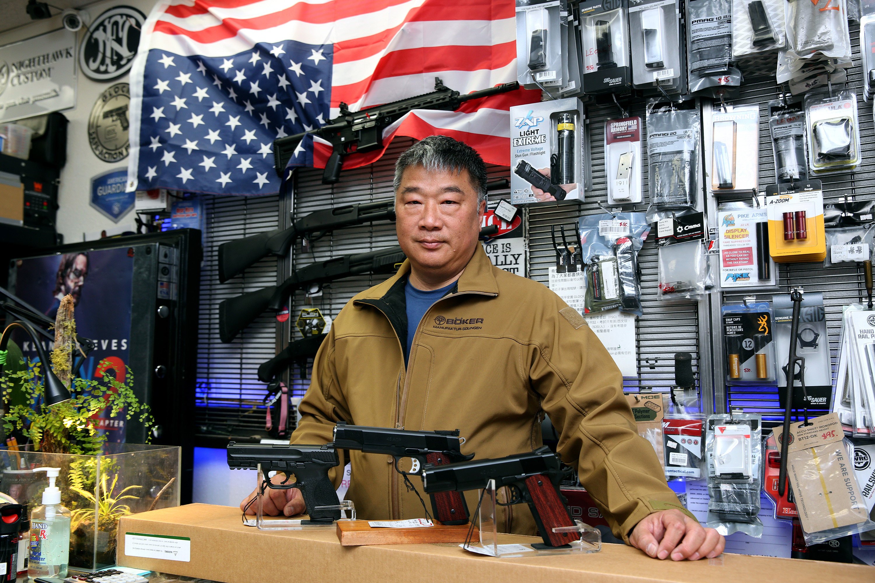 Arcadia Firearm & Safety owner David Liu at his gun store in California. Photo: Los Angeles Times/TNS