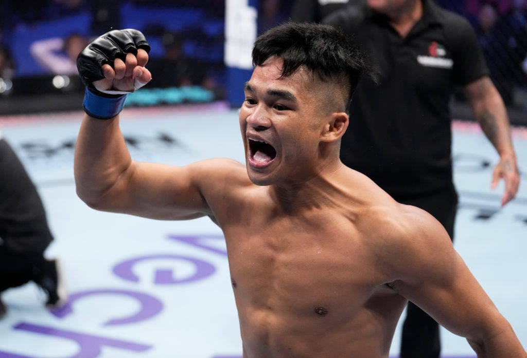 Jeka Saragih of Indonesia celebrates after his knockout victory over Ki Won-bin of South Korea. Photo: Chris Unger/Zuffa LLC