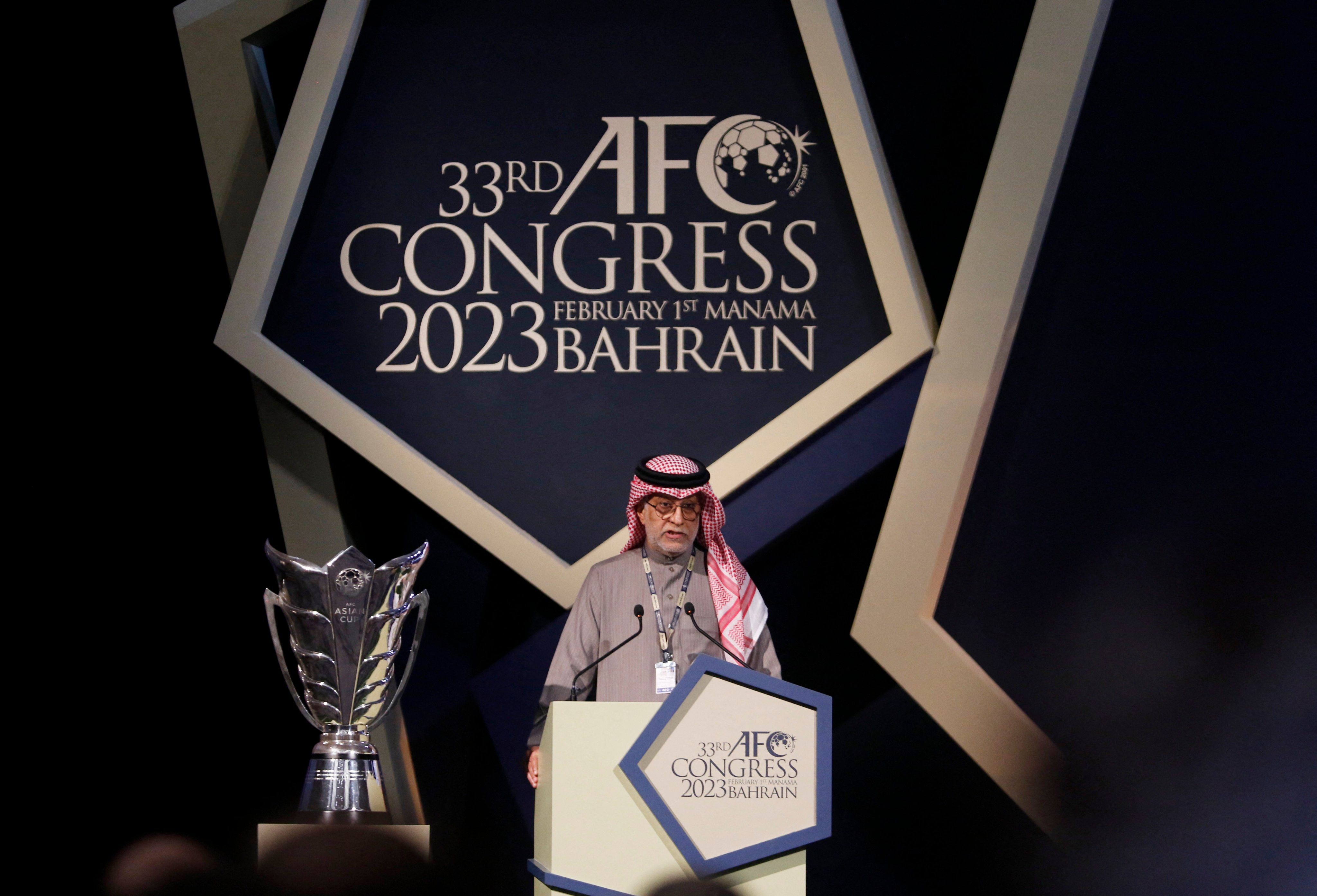 AFC president Salman bin Ibrahim Al Khalifa gives a speech during the 33rd AFC Congress. Photo: Reuters
