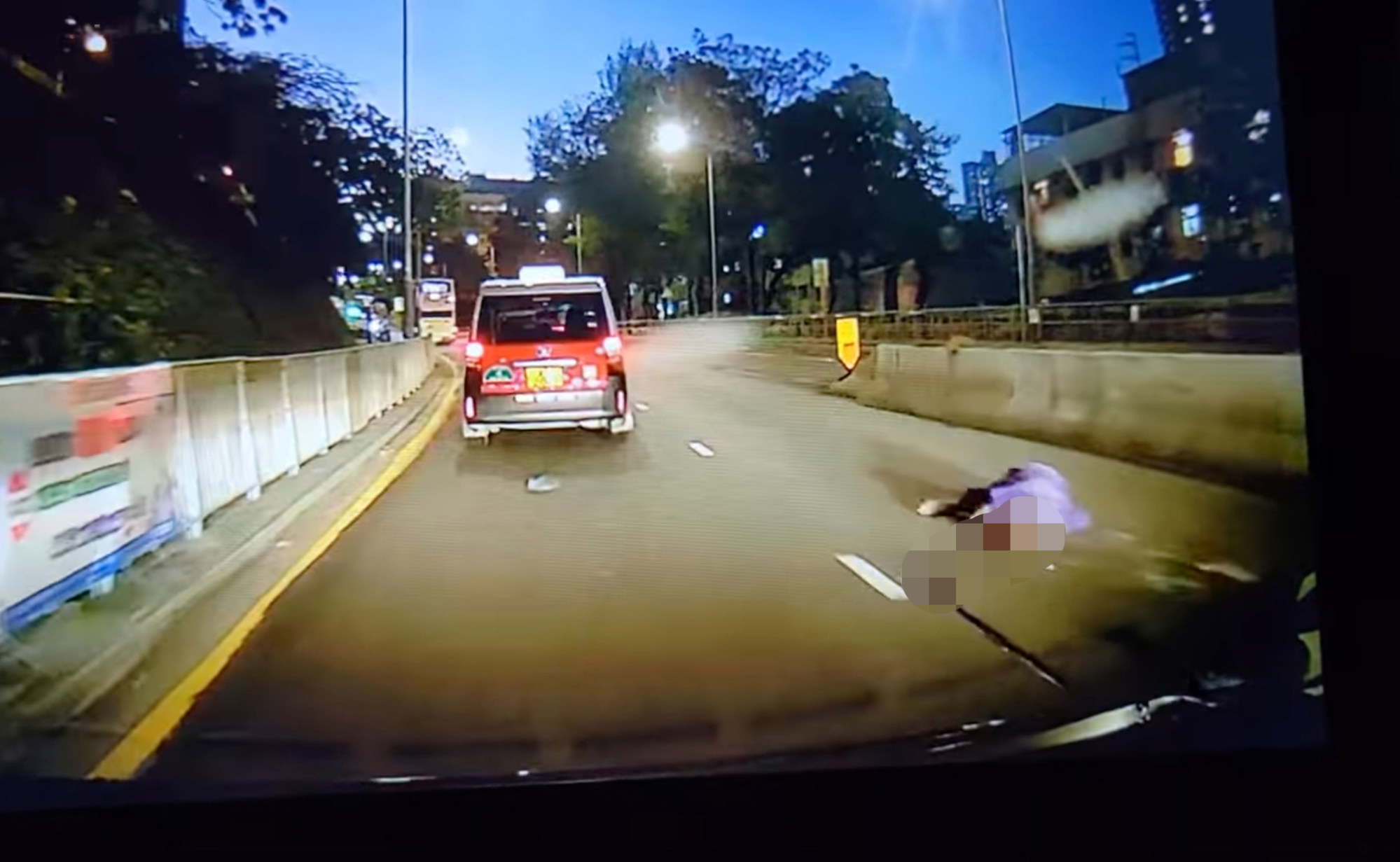 A screen shot of a car video showing the accident victim on Chung Mei Road. Photo: Facebook