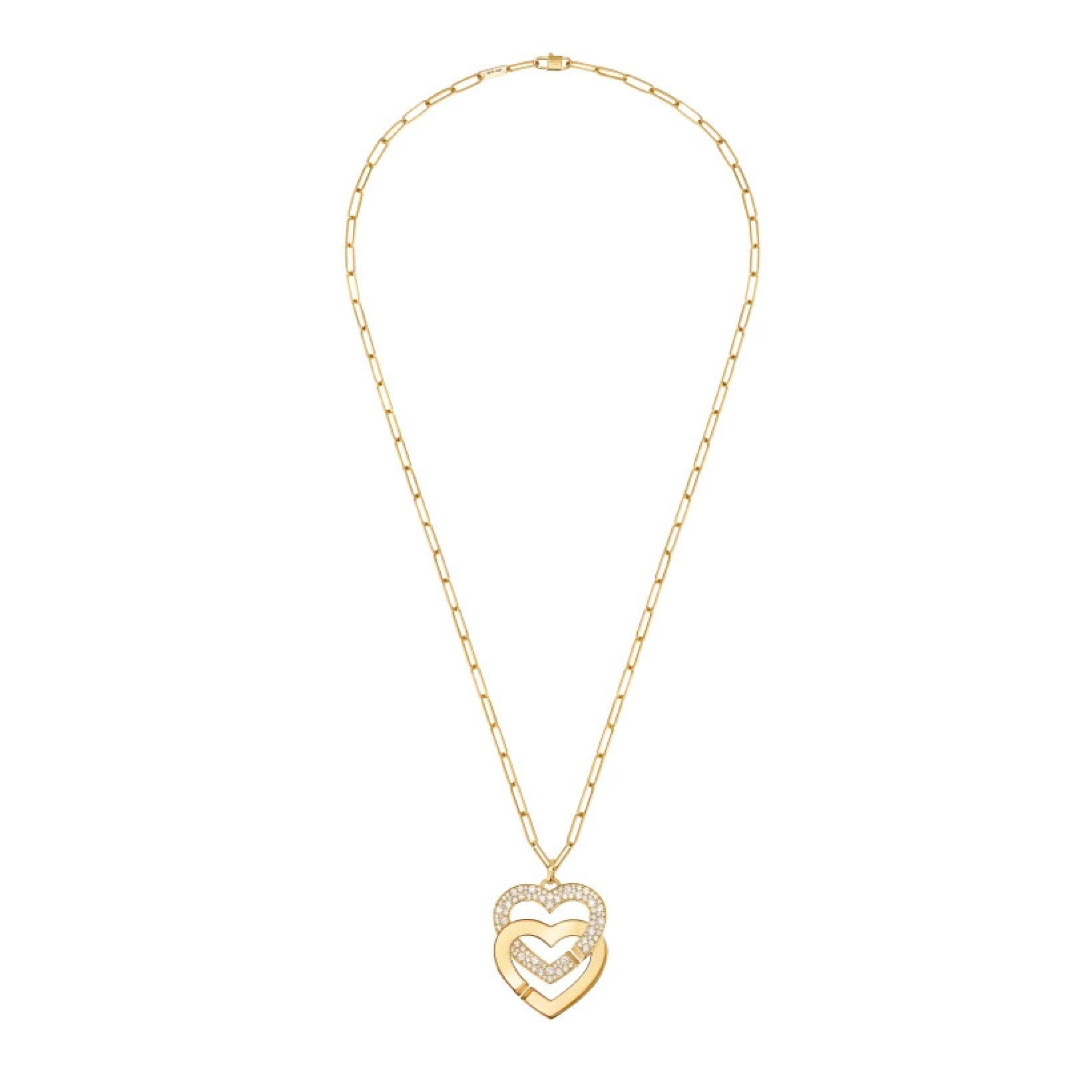 LOUIS VUITTON Heart double necklace Silver Gold LV Logo Ladies