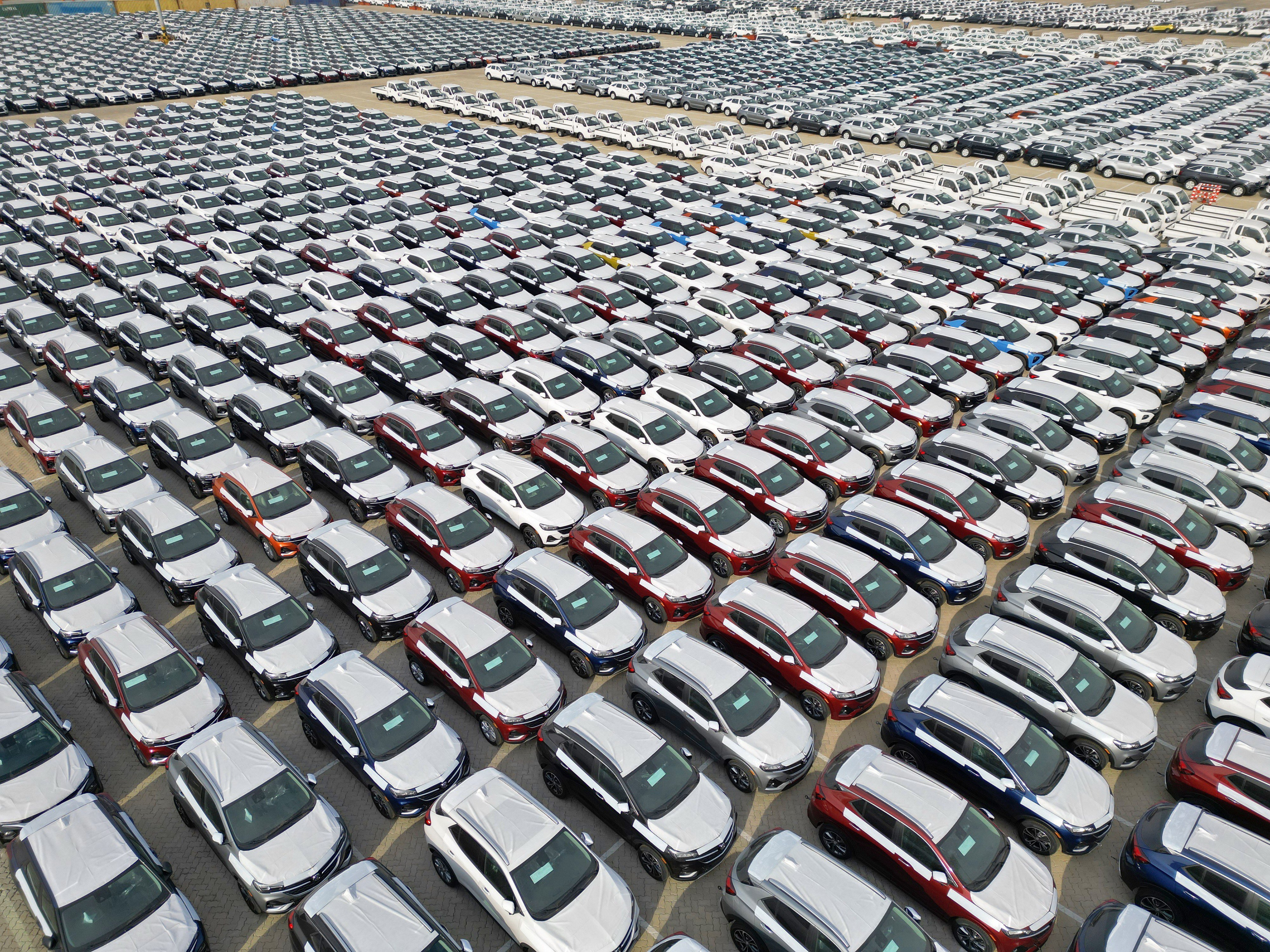 Export vehicles awaiting shipment at Yantai Port, Shandong, China, on January 17. China’s economy grew 3 per cent to a record high of 121 trillion yuan (US$18 trillion) in 2022, despite pressures from epidemic resurgences and a complicated external environment. Photo: EPA-EFE