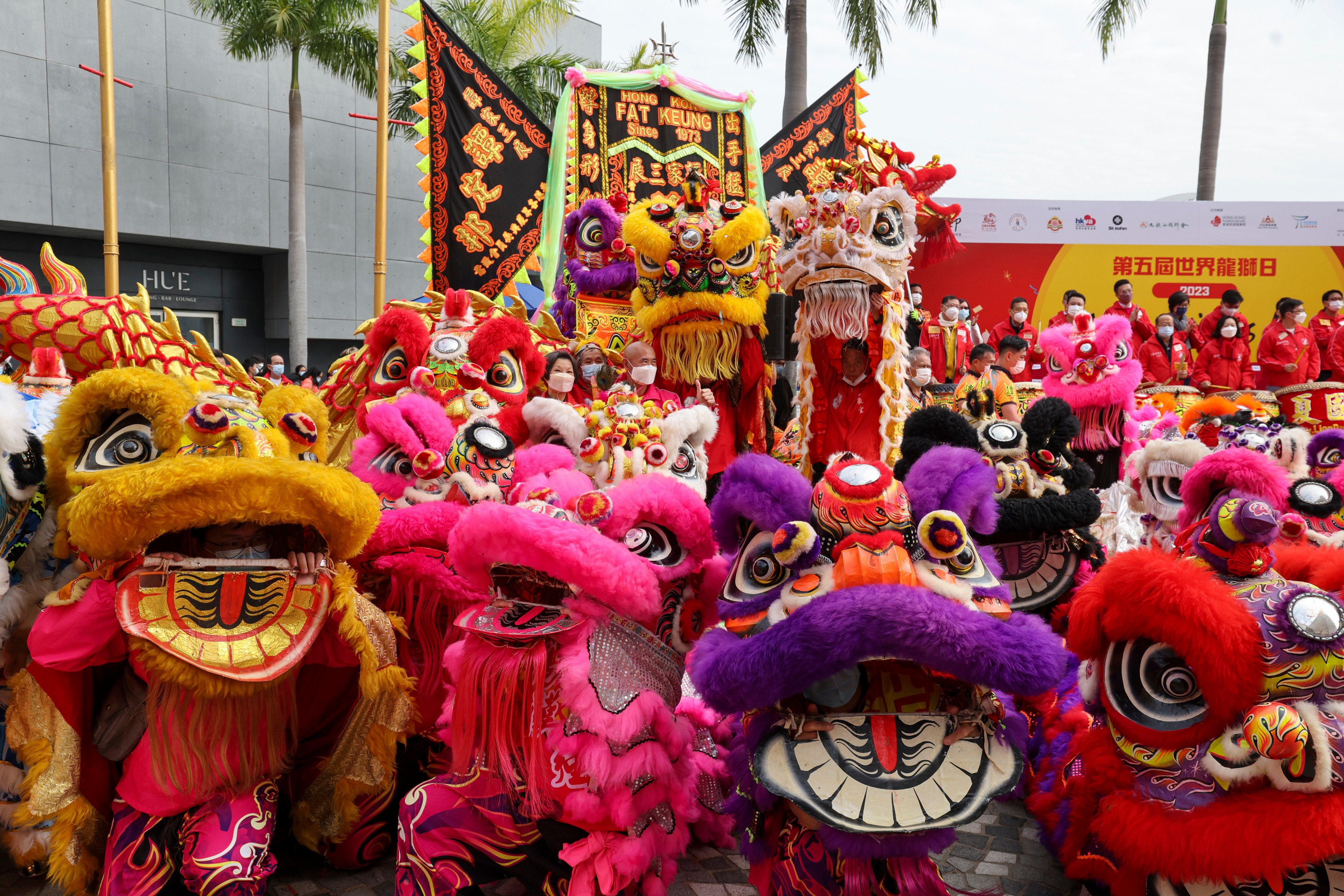 A performance during the Hong Kong Dragon and Lion Dance Festival 2023 at the Hong Kong Cultural Centre, in Tsim Sha Tsui, on Wednesday. Photo: Edmond So