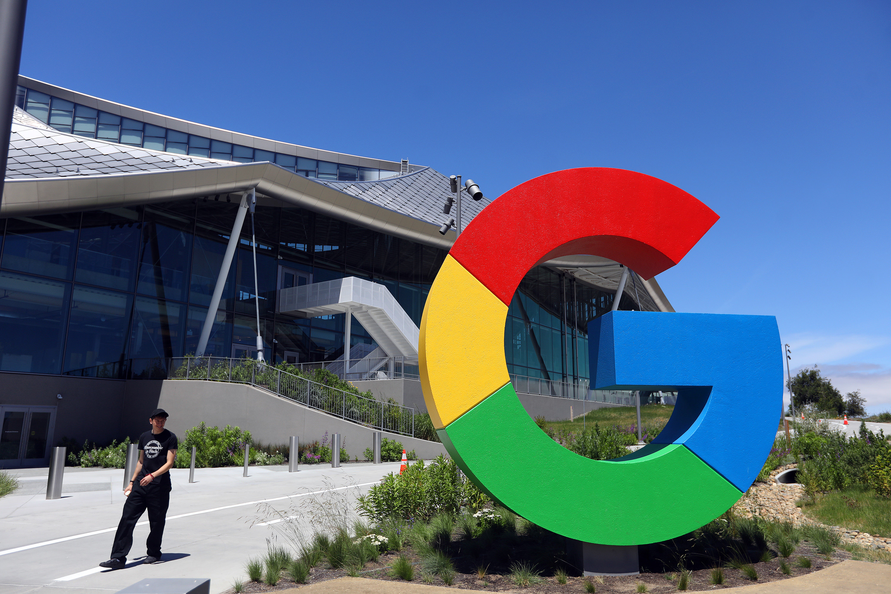The exterior of the Google Bay View campus on May 16, 2022, in Mountain View, California. Photo: TNS