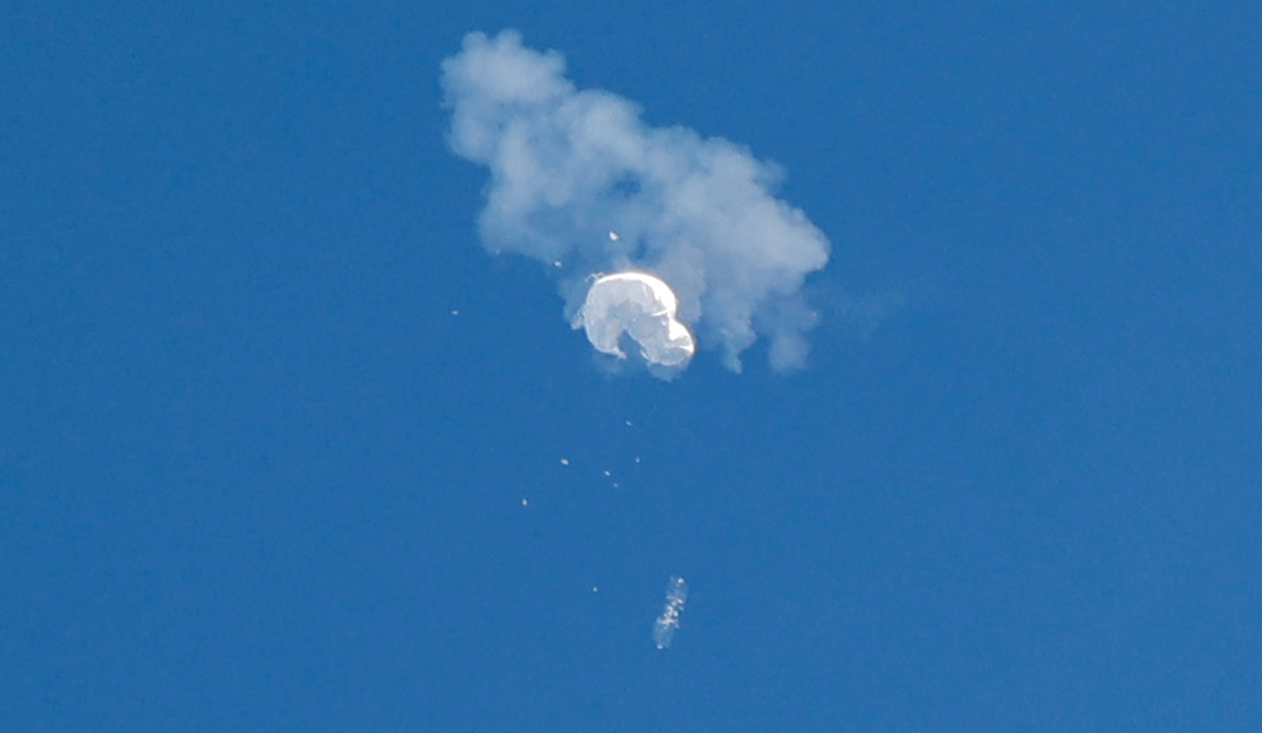 The balloon was brought down by an F-22 fighter jet. Photo: Reuters 