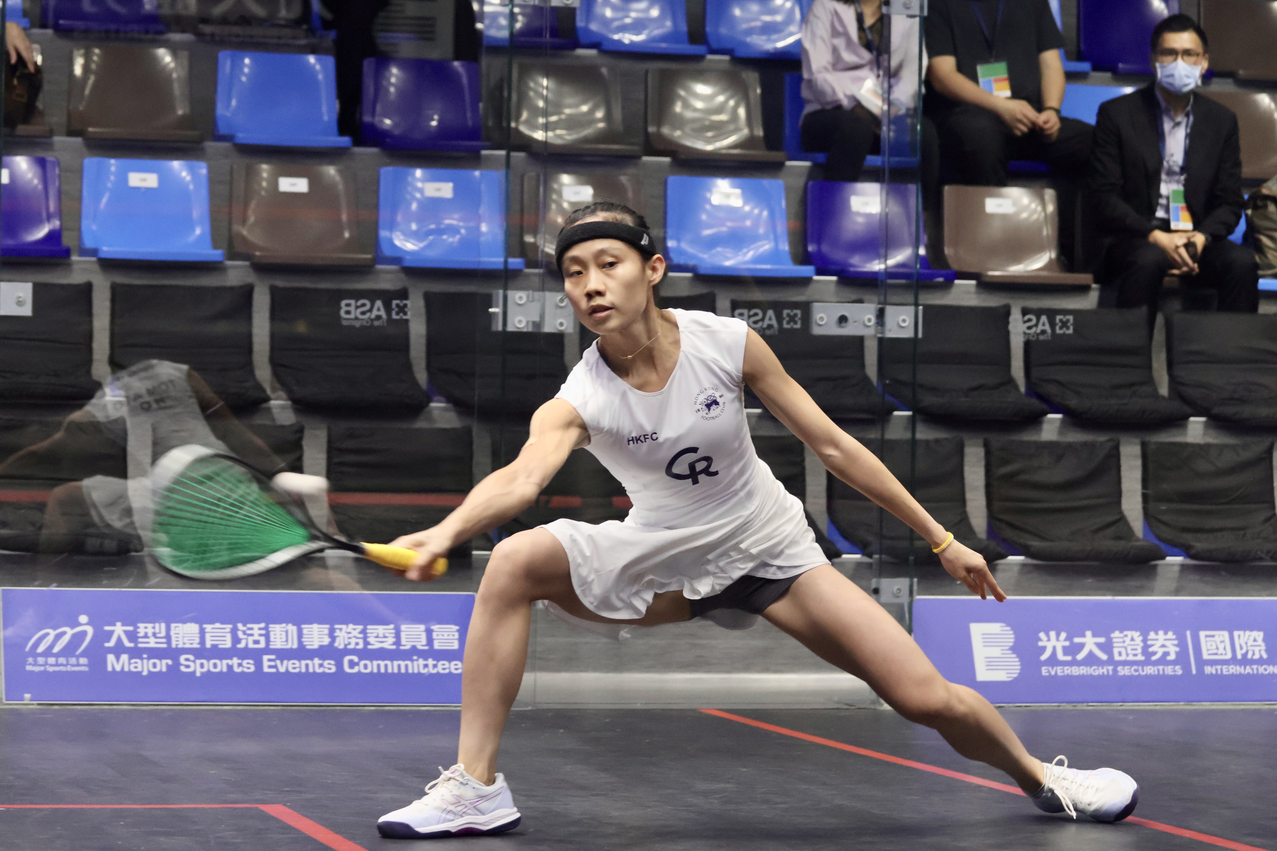 Ho Tze-lok during the first round of the 2022 Hong Kong Squash Open. Photo: Shirley Chui