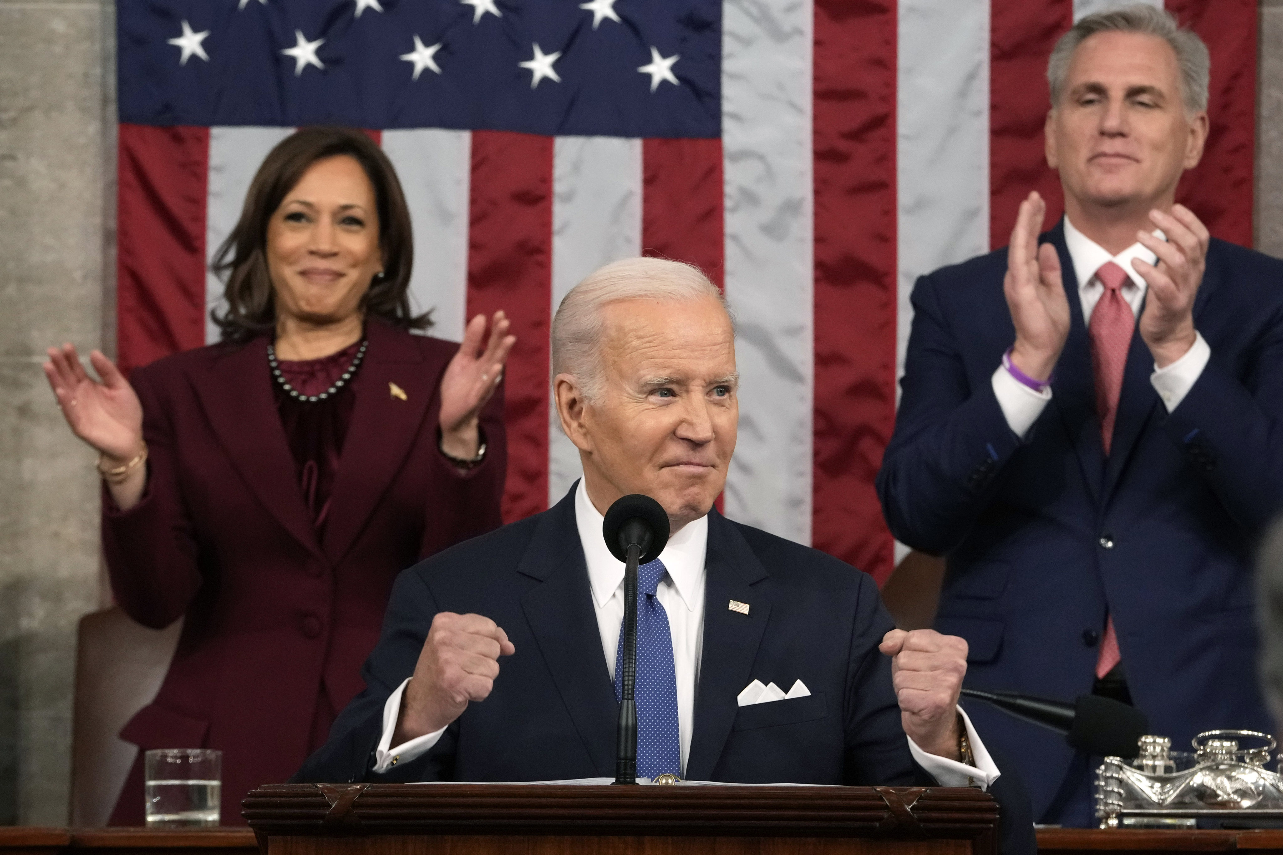 President Joe Biden delivers the State of the Union address to a joint session of Congress in Washington. Photo: AP