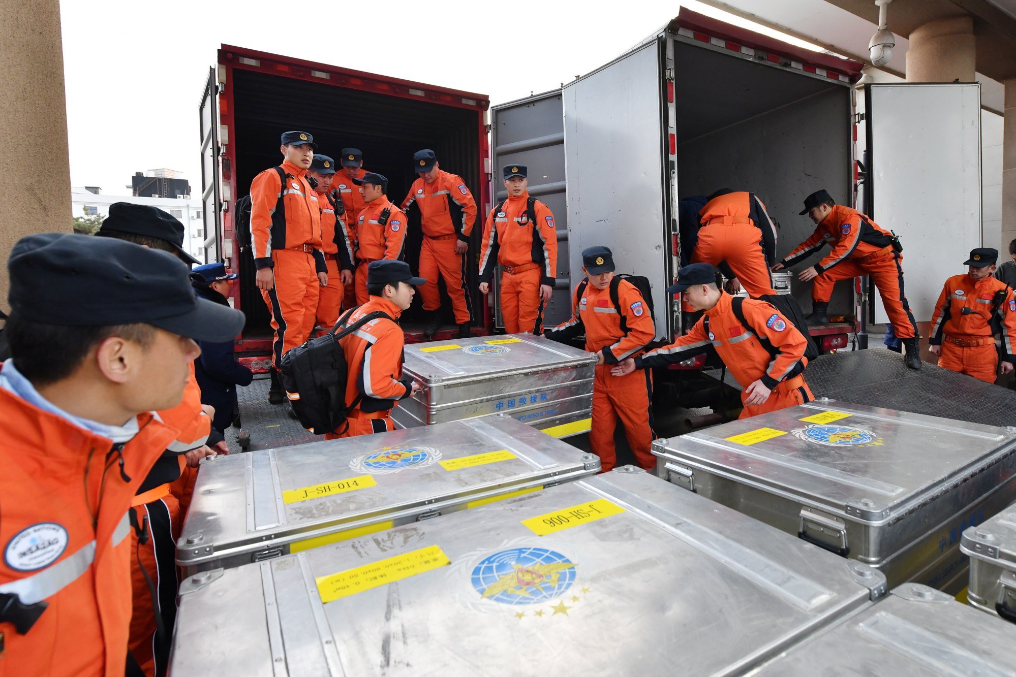 Members of the Chinese rescue team preparing to leave for Turkey. Photo: Xinhua
