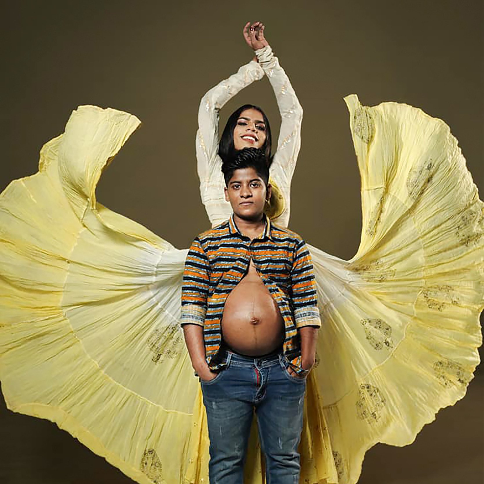 Zahad (front), 23, who was born a girl and identifies as a man, is due to give birth in India in March. Her partner Ziya Pavel, 21, was born a boy and is transitioning to become a woman. Photo: Instagram