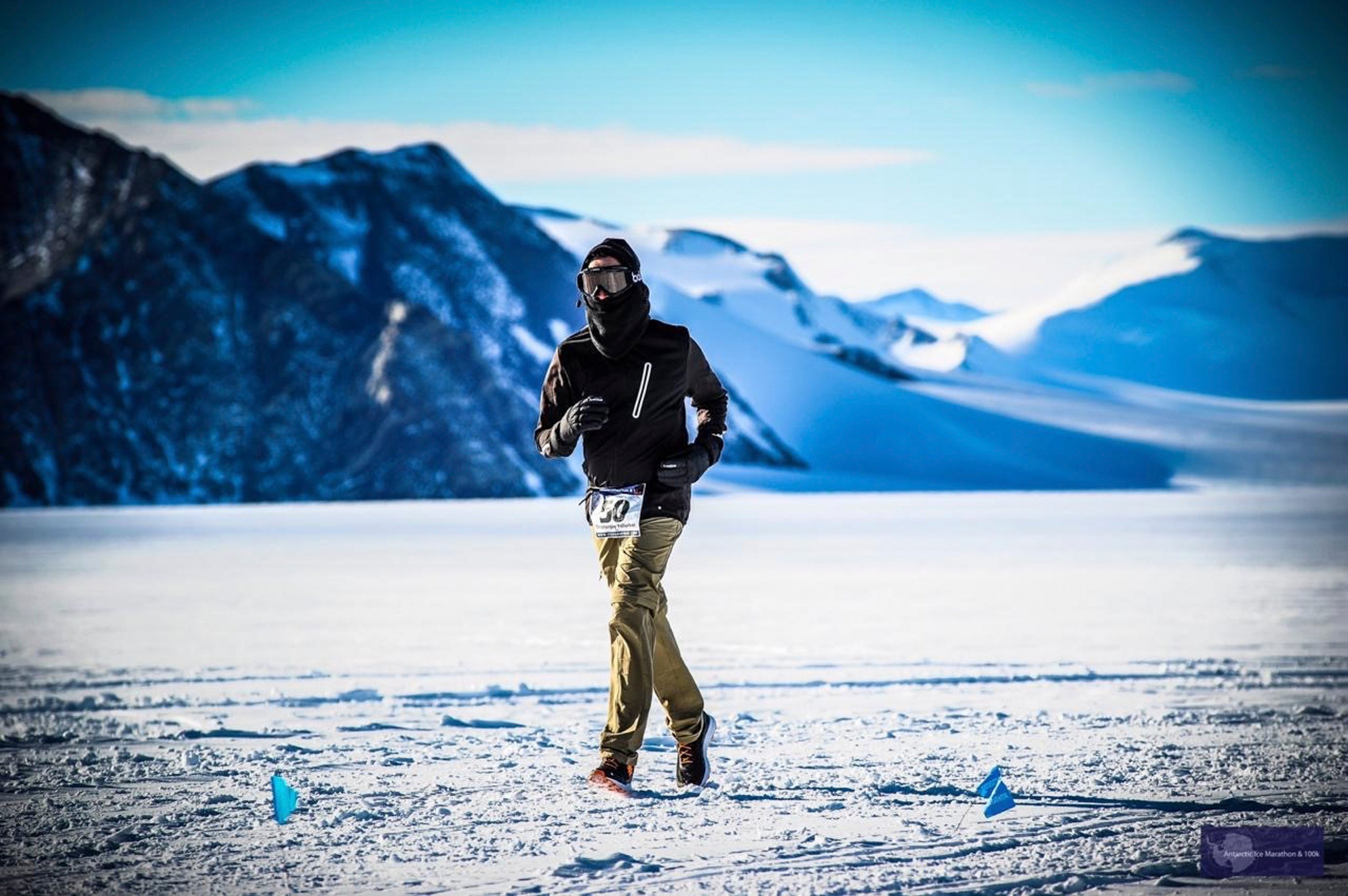 Dhananjay Yellurkar, who suffered a heart attack at 46 and underwent open heart surgery, takes part in the 2018 Antarctic Ice Marathon. Photo: Mark Conlon/Antarctic Ice Marathon