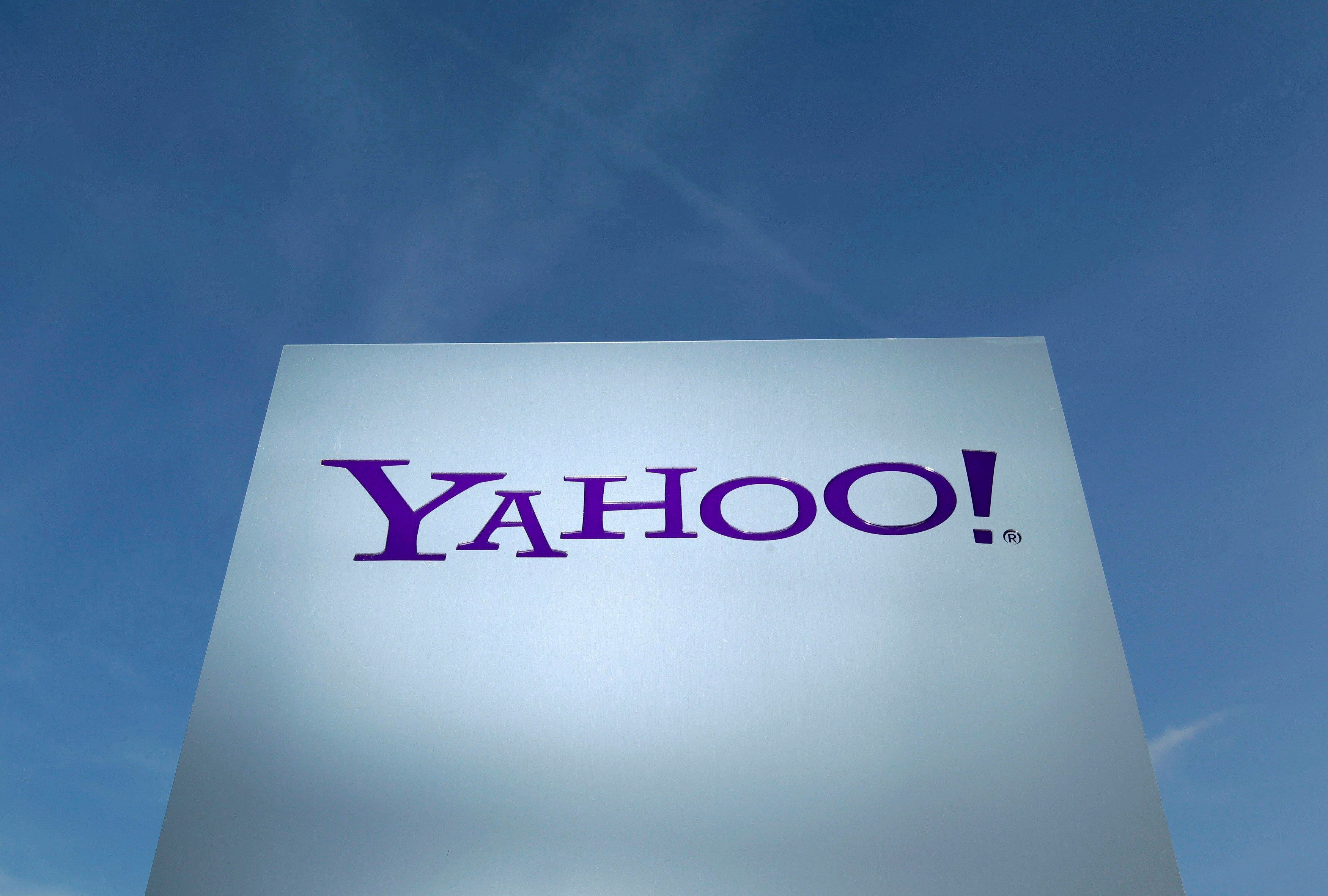 The Yahoo logo is seen in front of a building in Rolle, Switzerland. Photo: Reuters
