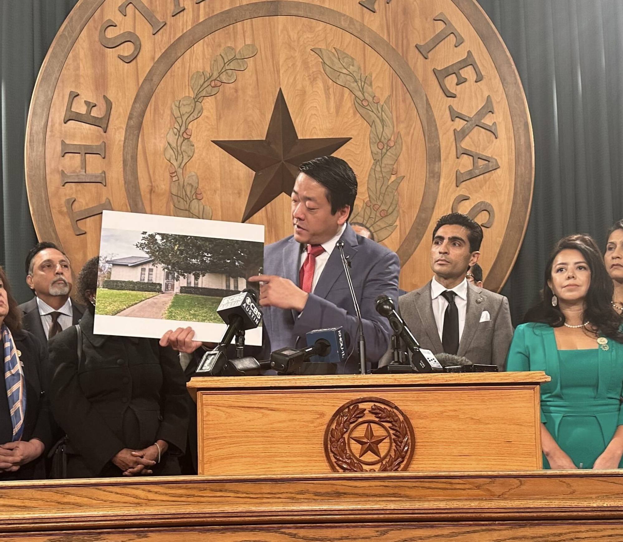 State Representative Gene Wu of Texas denouncing a bill that would prohibit citizens from China and three other countries from buying land in Texas. Photo: Dallas Morning News/TNS