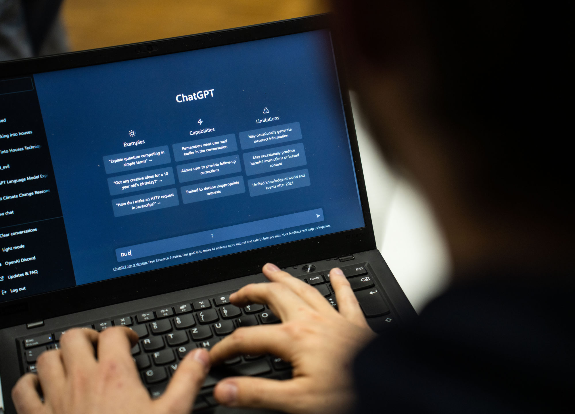 A person uses ChatGPT, an advanced artificial intelligence chatbot developed by American tech start-up OpenAI. Photo: dpa