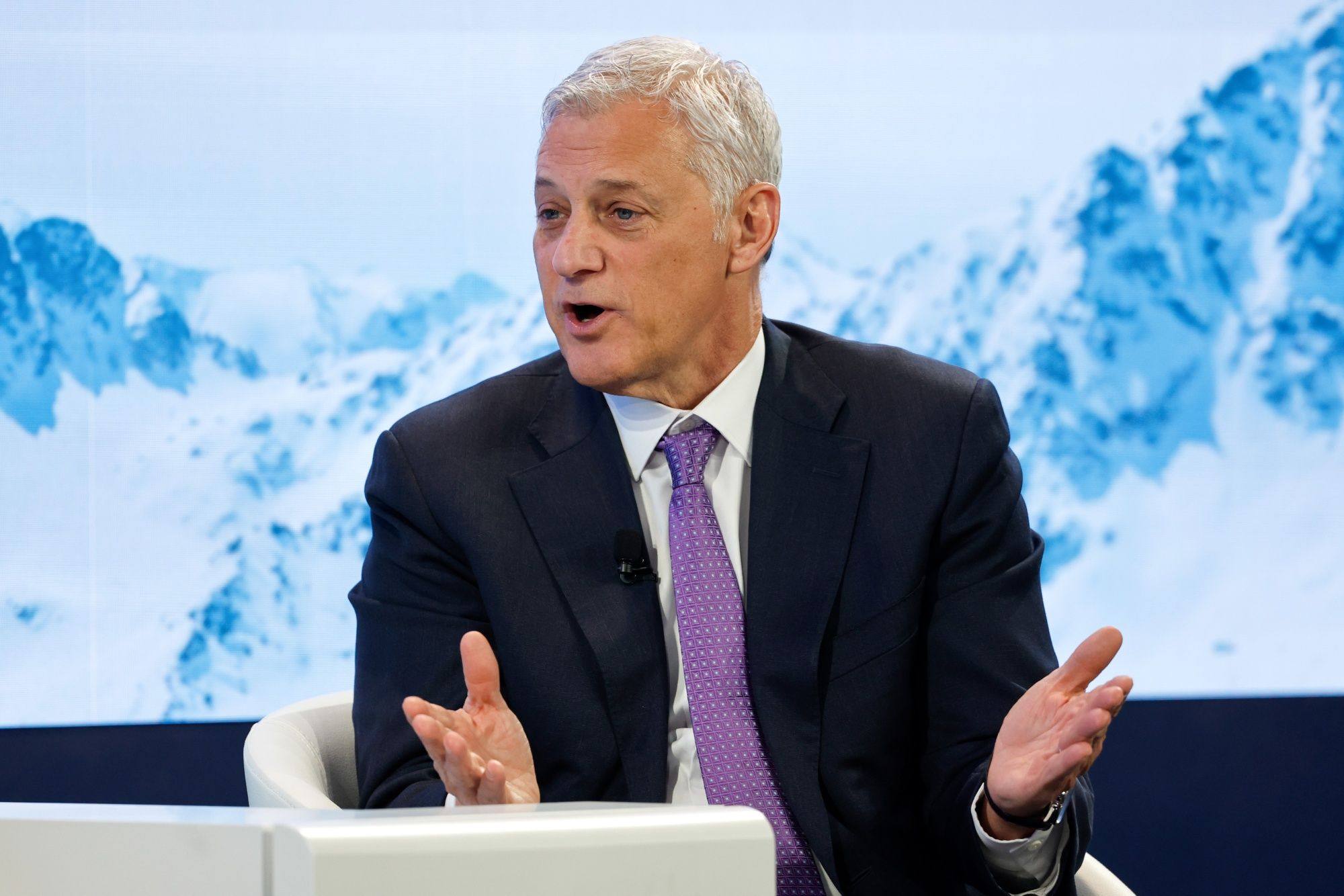 Bill Winters, chief executive officer of Standard Chartered, speaks during a panel at the World Economic Forum in Davos, Switzerland, in January. Photo: Bloomberg