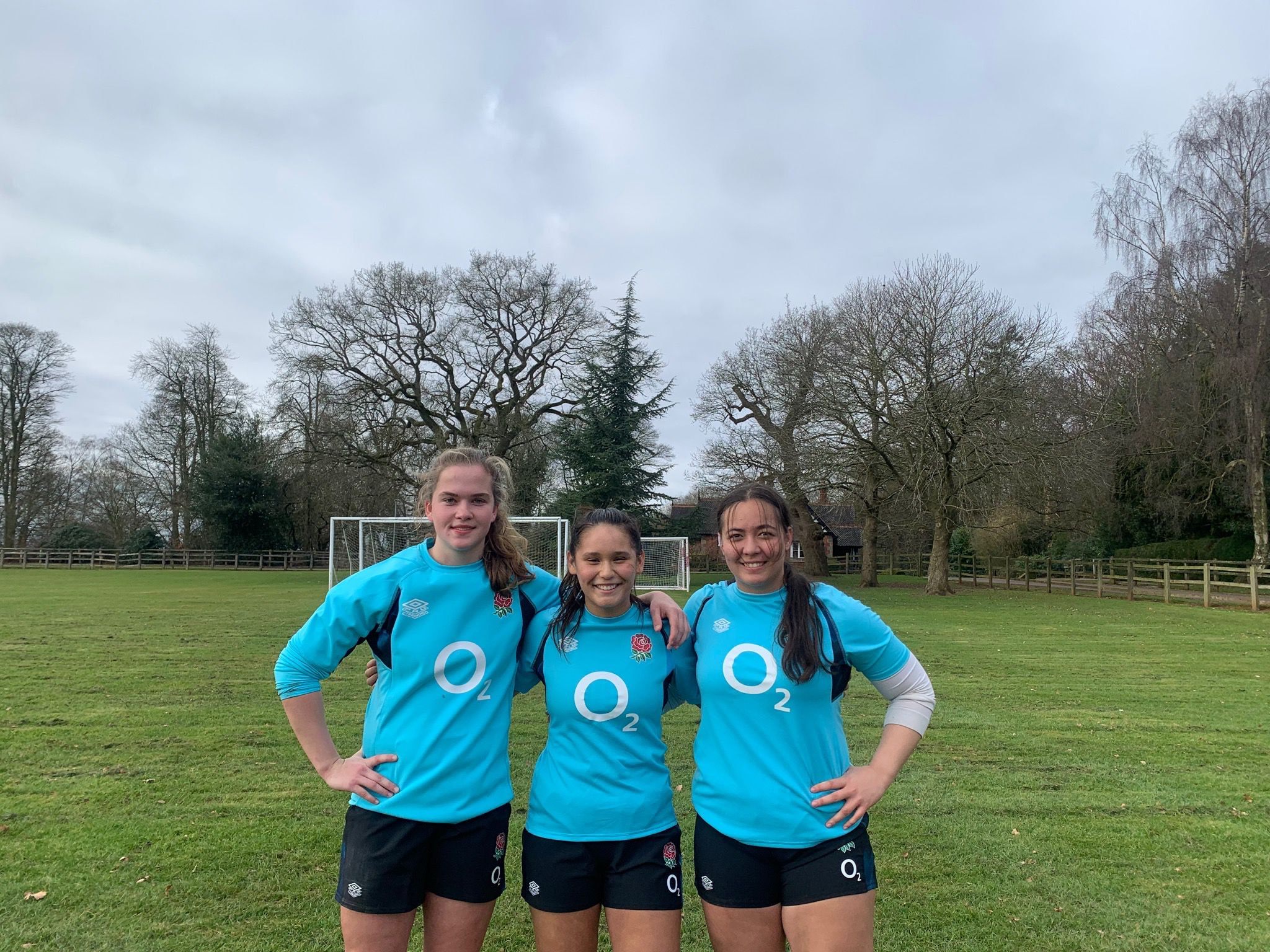 Hong Kong trio (from left) Lauren Knowler, Natalee Evans, Keira Muir at an England U18 training camp at Lilleshall National Sports Centre. Photo: Handout