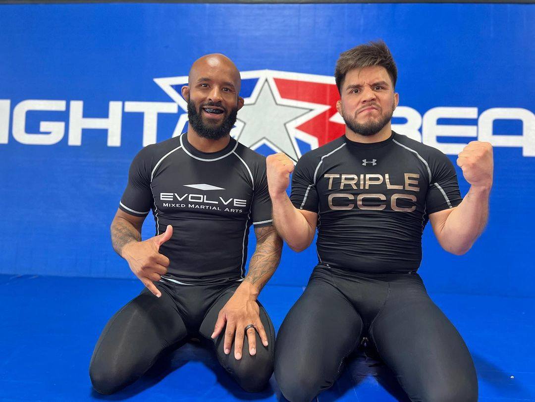 Former opponents Demetrious Johnson (left) and Henry Cejudo train together at Fight Ready in Arizona. Photo: Instagram/@henry_cejudo