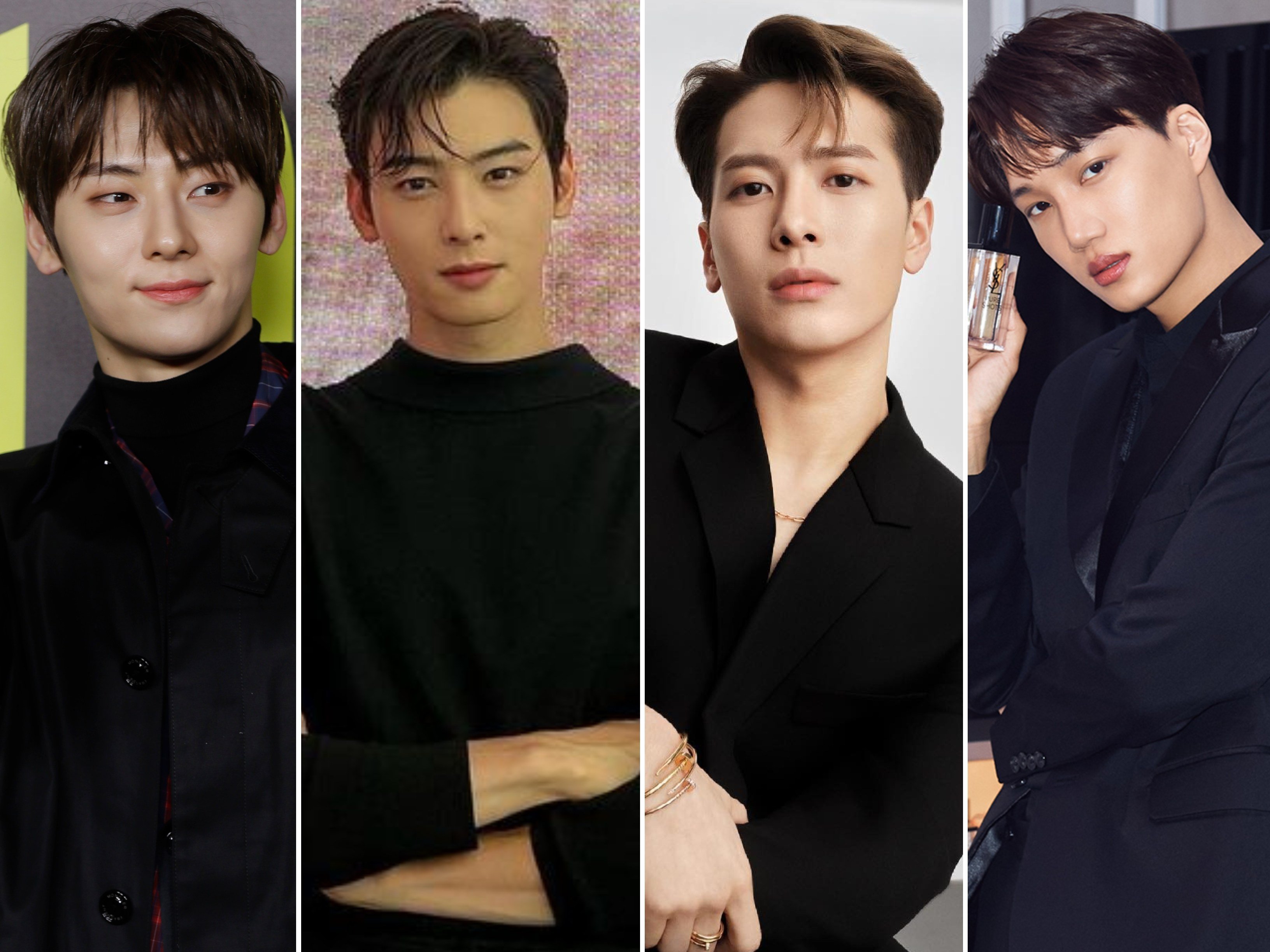 Hwang Min-hyun, Cha Eun-woo, Jackson Wang and Kai are all famous Korean beauty brand ambassadors. Photos: AP; @eunwo.o_c, @jacksonwang852g7, @yslbeauty/Instagram