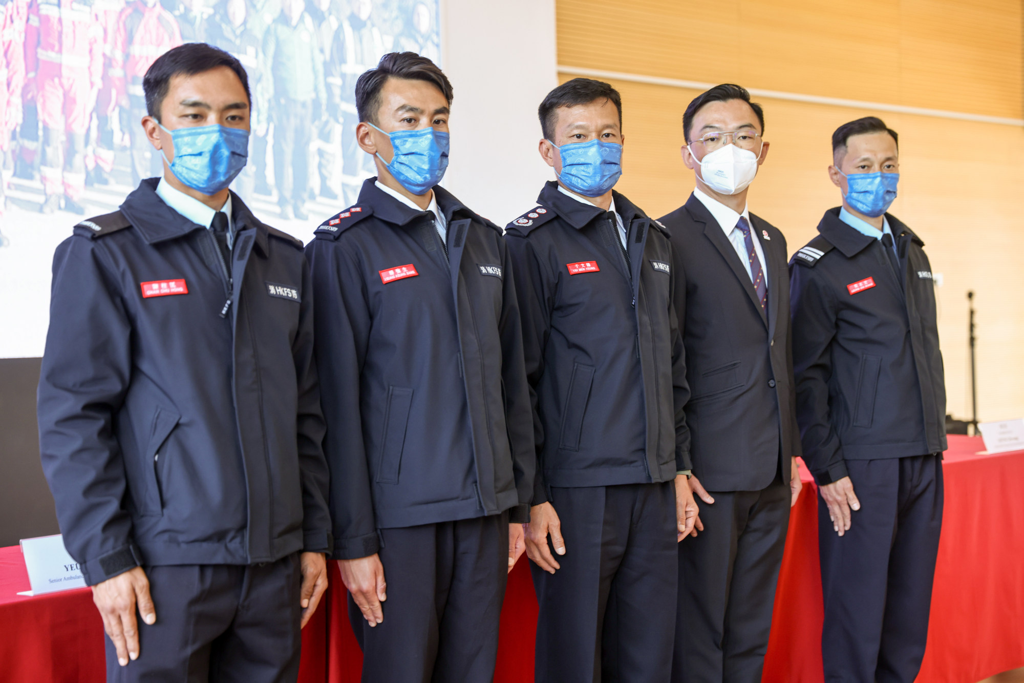 Hong Kong rescue team members Chan Chu-hong, Yeung Keung-sang, Yiu Men-yeung, Ernest Chu Man-lung, and Leung Chi-wang. Photo: K.Y. Cheng