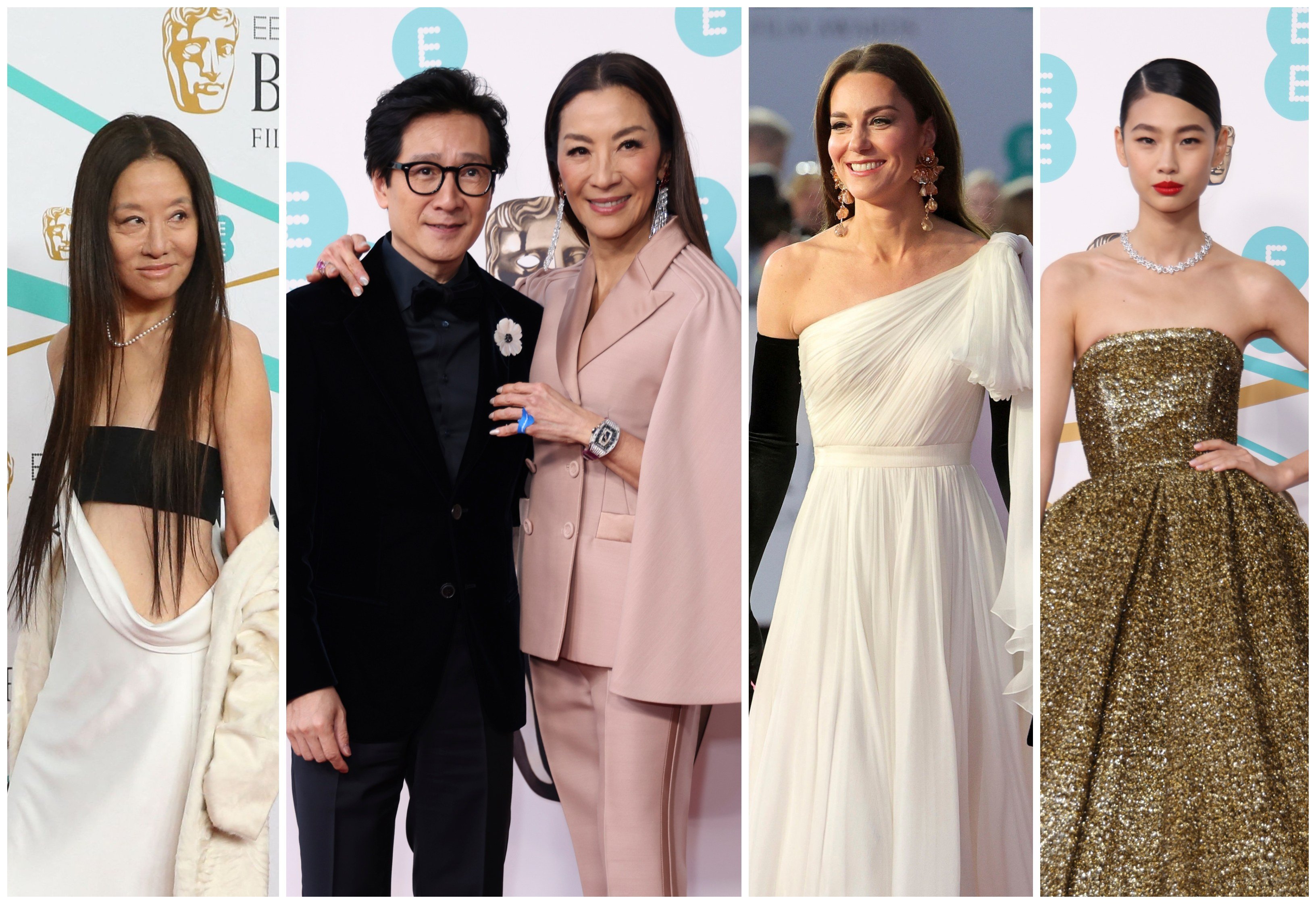 Vera Wang, co-stars Ke Huy Quan and Michelle Yeoh, Kate Middleton and HoYeon Jung rock the red carpet at the 2023 BAFTAs. Photos: AP