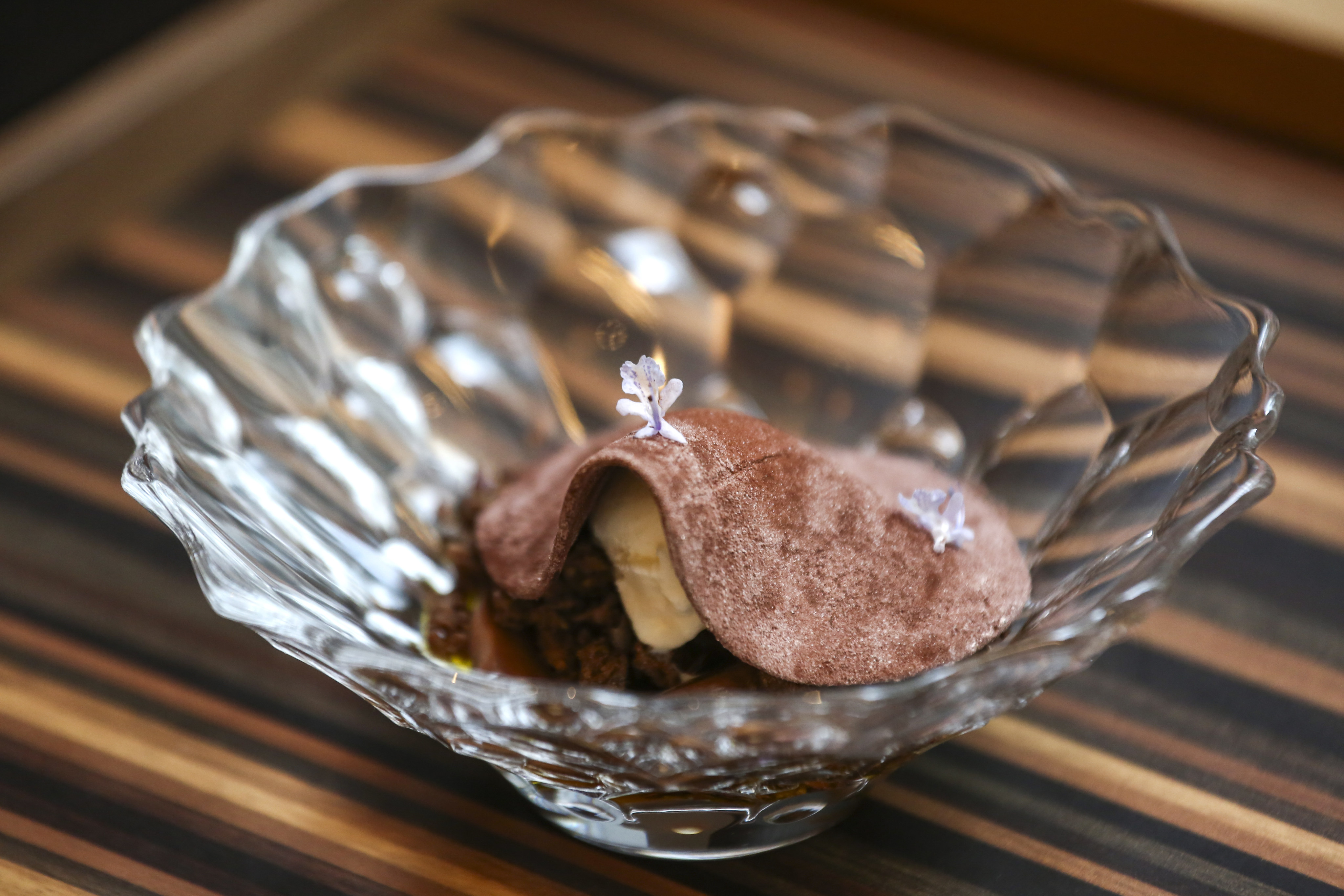 Dessert of chocolate, rosemary and arbequina olive oil at Mono. Photo: Jonathan Wong