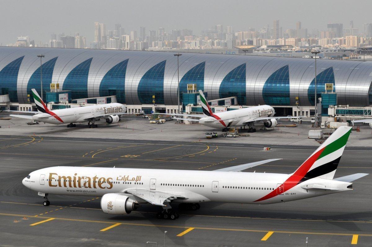 An Emirates plane taxis to a gate at Dubai International Airport in United Arab Emirates. Photo: AP