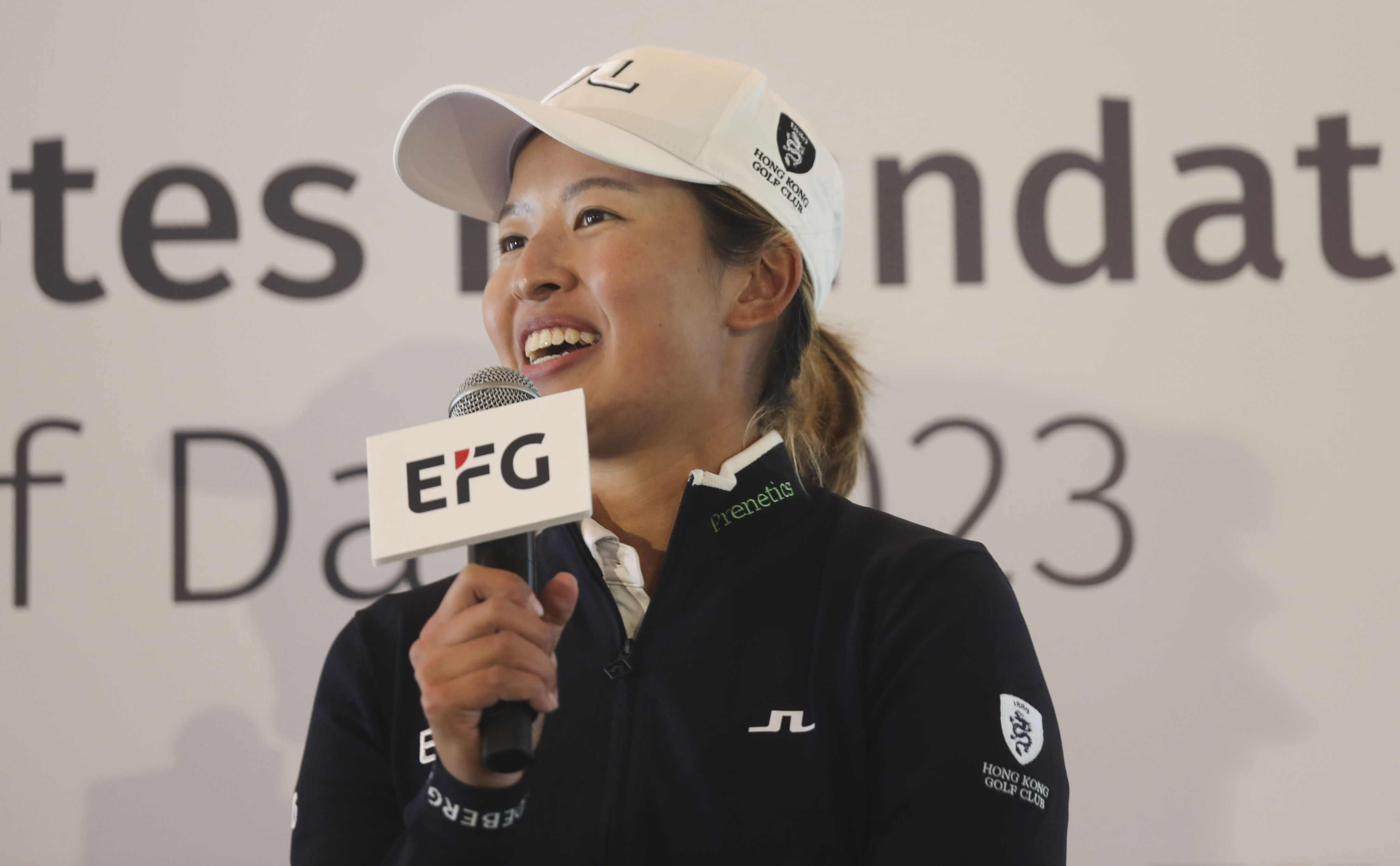Tiffany Chan speaks during a Q&A at Hong Kong Golf Club in Fanling. Photo: Xiaomei Chen