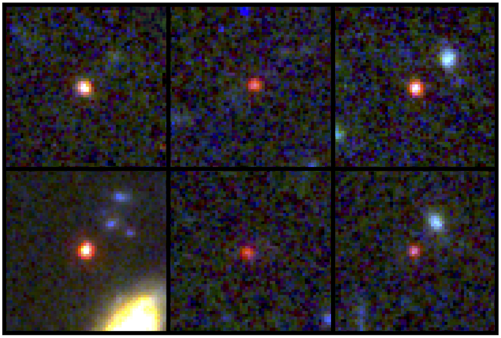 An images of huge galaxies, seen 500-800 million years after the Big Bang. Photo: Nasa via AP