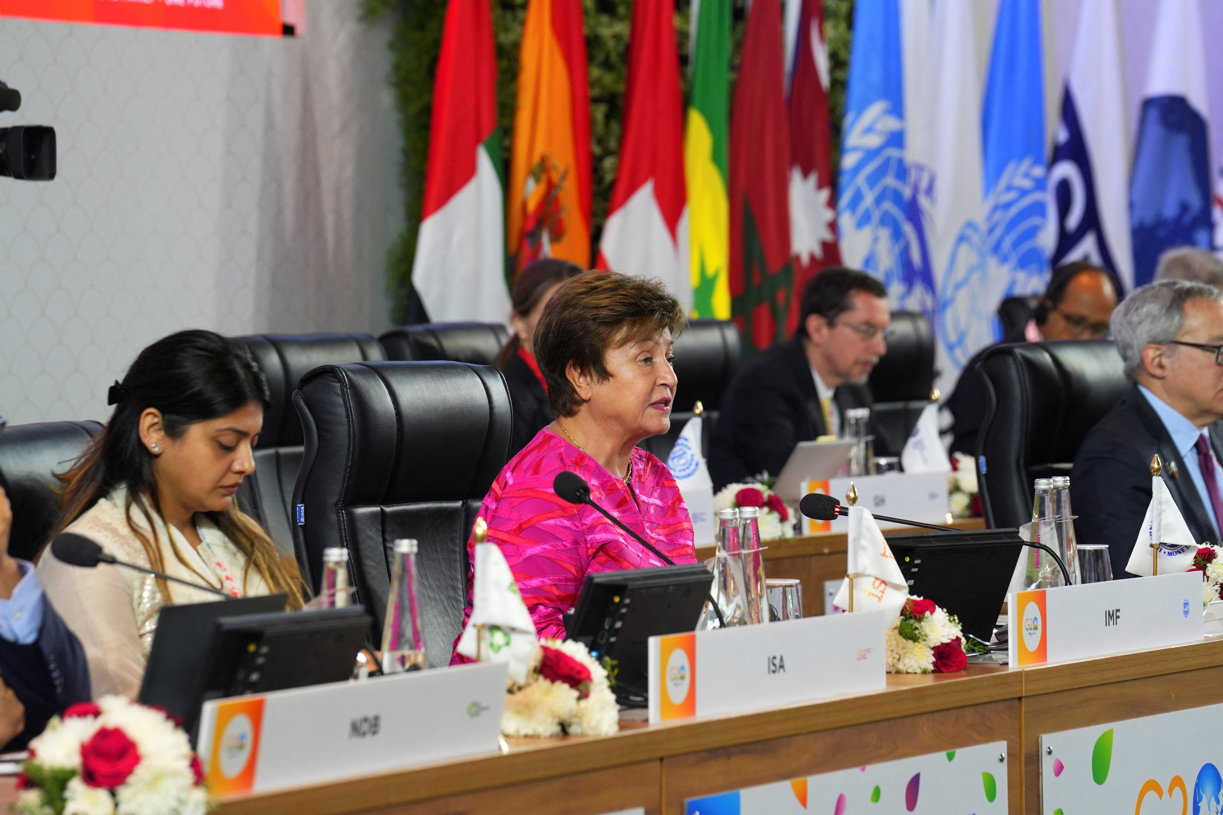IMF Managing Director Kristalina Georgieva speaks during the G20 Finance Ministers and Central Bank Governors meeting on the outskirts of Bengaluru, India, on February 24, 2023. Photo: via Reuters