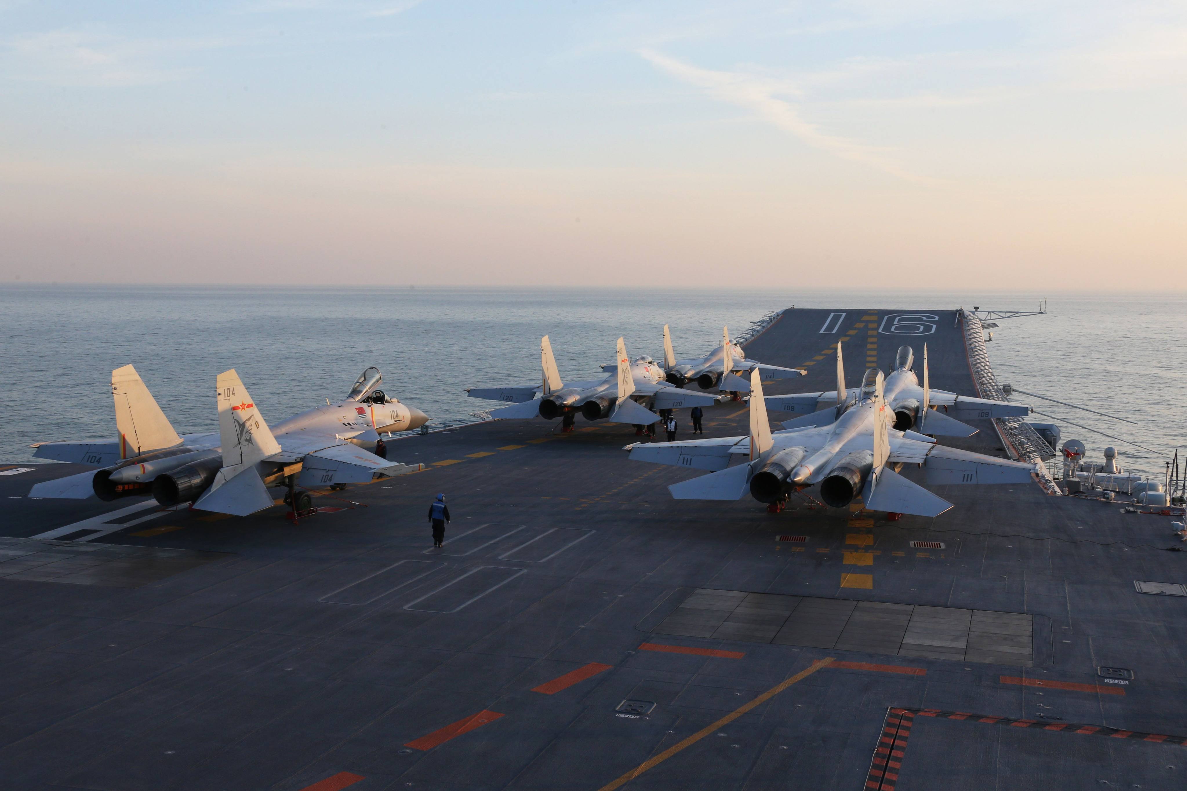 While the Chinese navy boasts the world’s largest fleet, it  lacks trained naval pilots. Photo: AFP