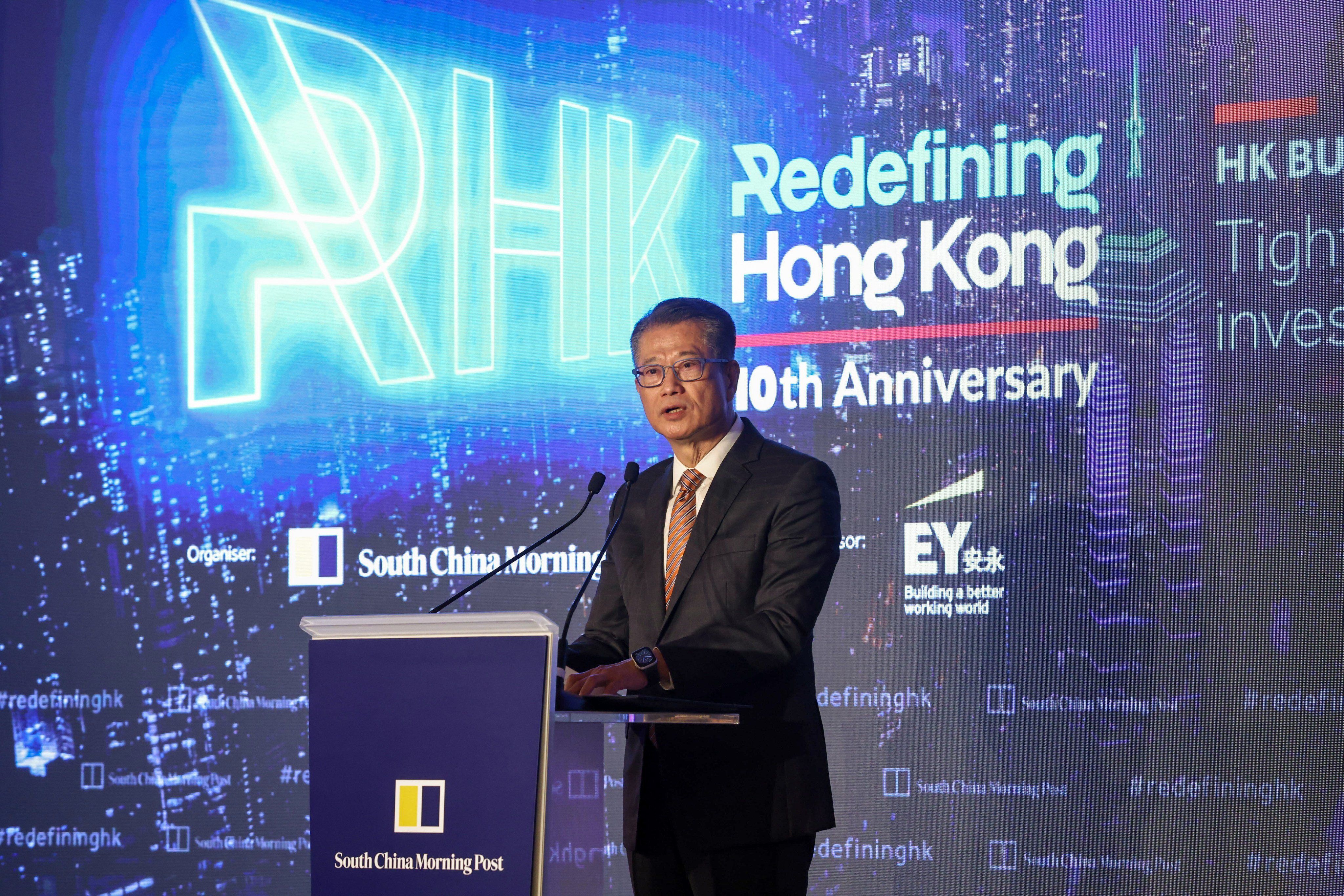 Financial Secretary Paul Chan speaks at the South China Morning Post’s Redefining Hong Kong conference. Photo: K.Y. Cheng